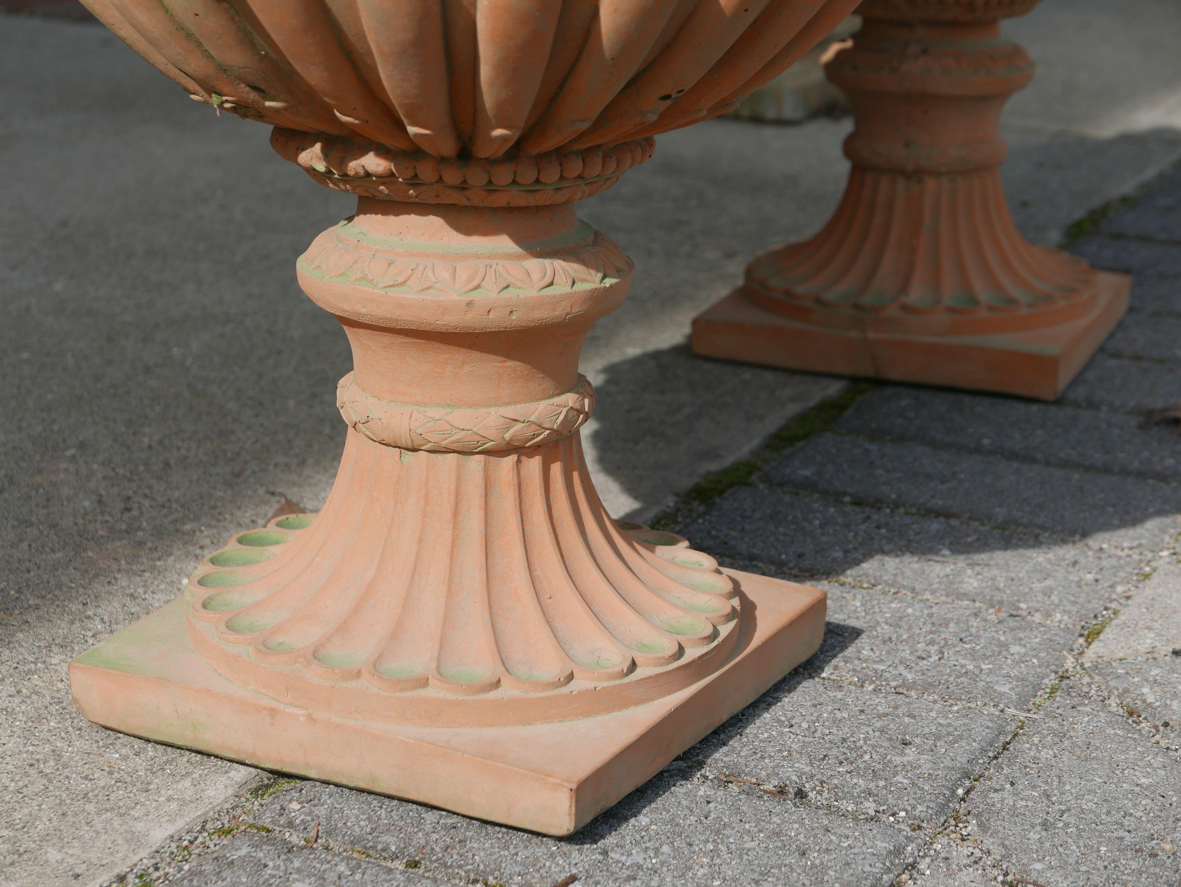 Adam Style Pair of Italian Neoclassical Style Terracotta Planters