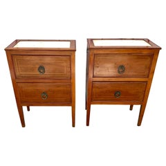 Pair of Italian Neoclassical Style Walnut Nightstands