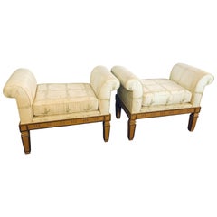 Pair of Italian Neoclassical Style Window Benches Creme Painted