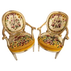 Pair of Italian Neoclassical Tapestry Armchairs