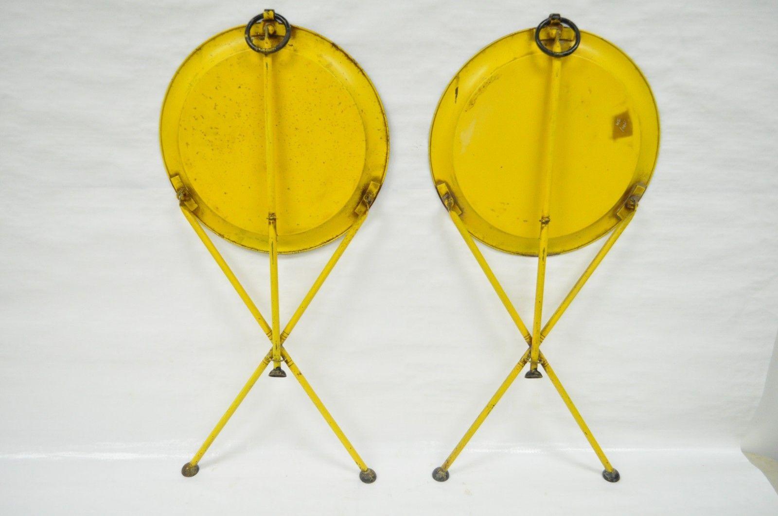 Pair of Italian Neoclassical Tole Metal Folding Side Tables Yellow Harvest 4