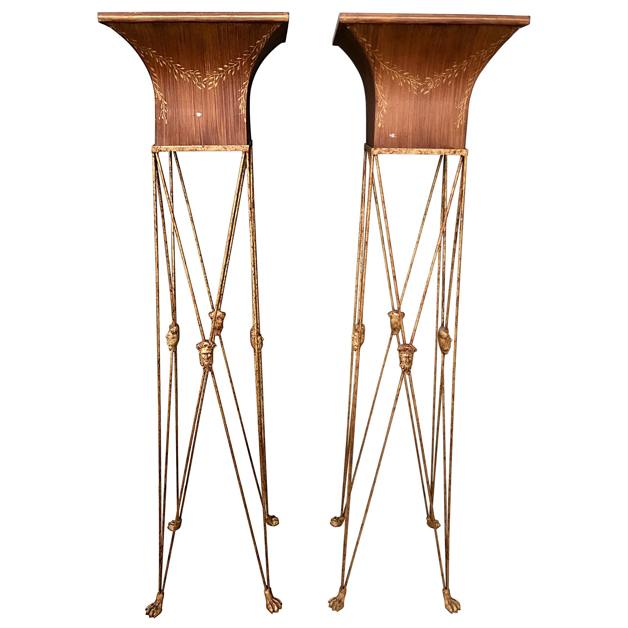 Pair of Italian Neoclassical Tole Plant Stands