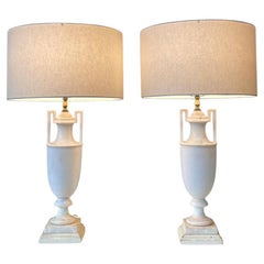 Pair of Italian Neoclassical Urn Style Alabaster Table Lamps