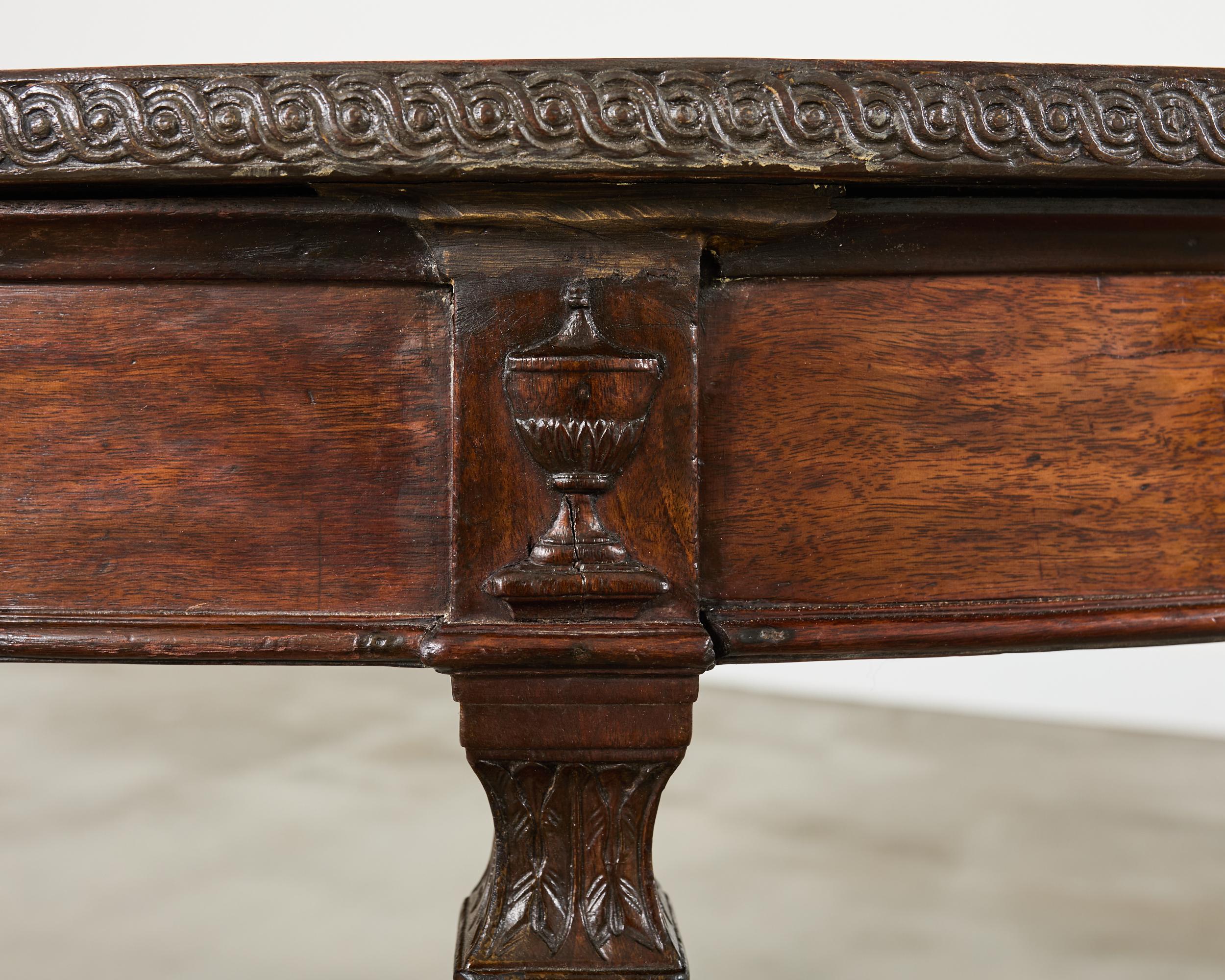 Pair of Italian Neoclassical Walnut Apollo Sunburst Demilunes For Sale 5