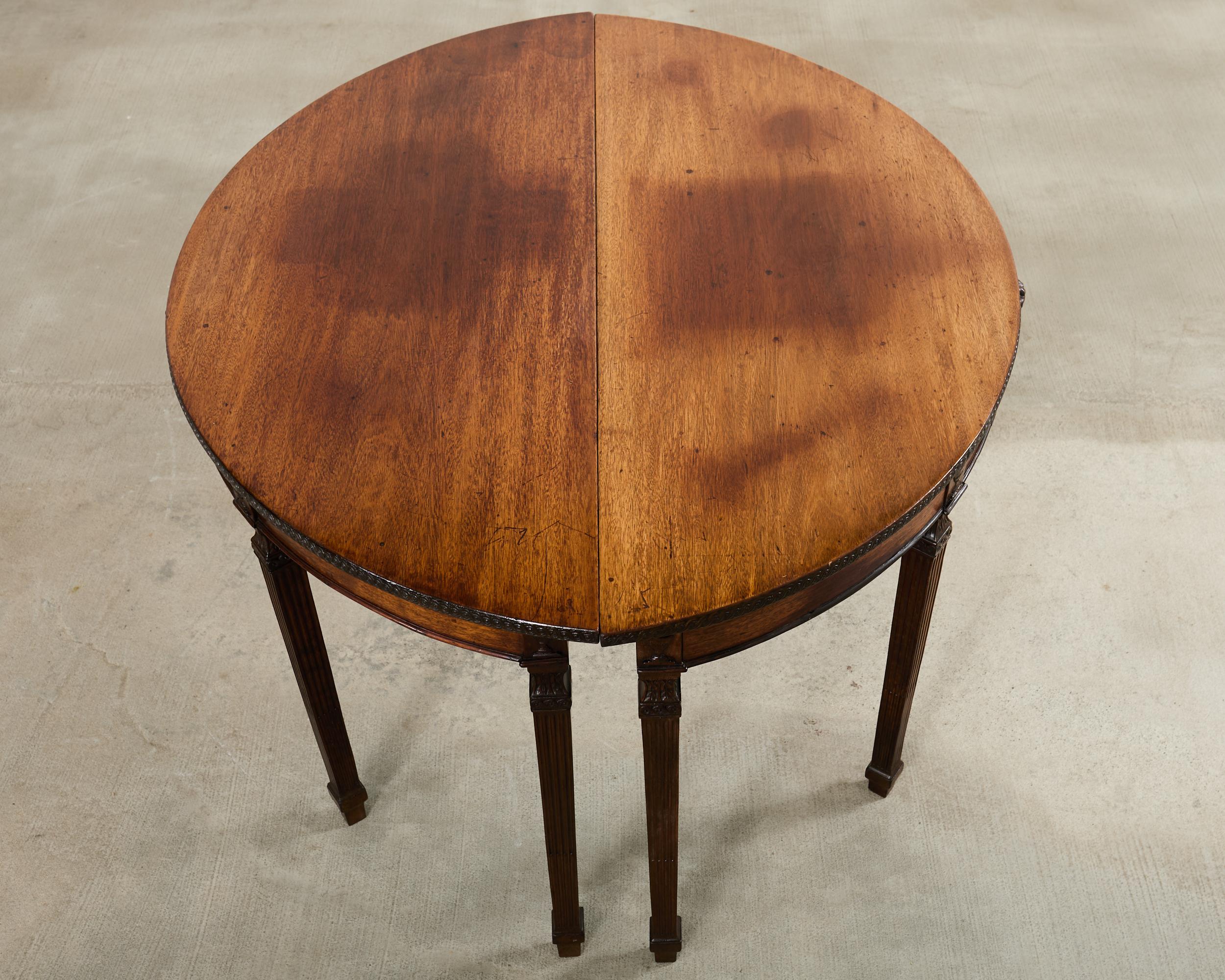 Pair of Italian Neoclassical Walnut Apollo Sunburst Demilunes For Sale 7