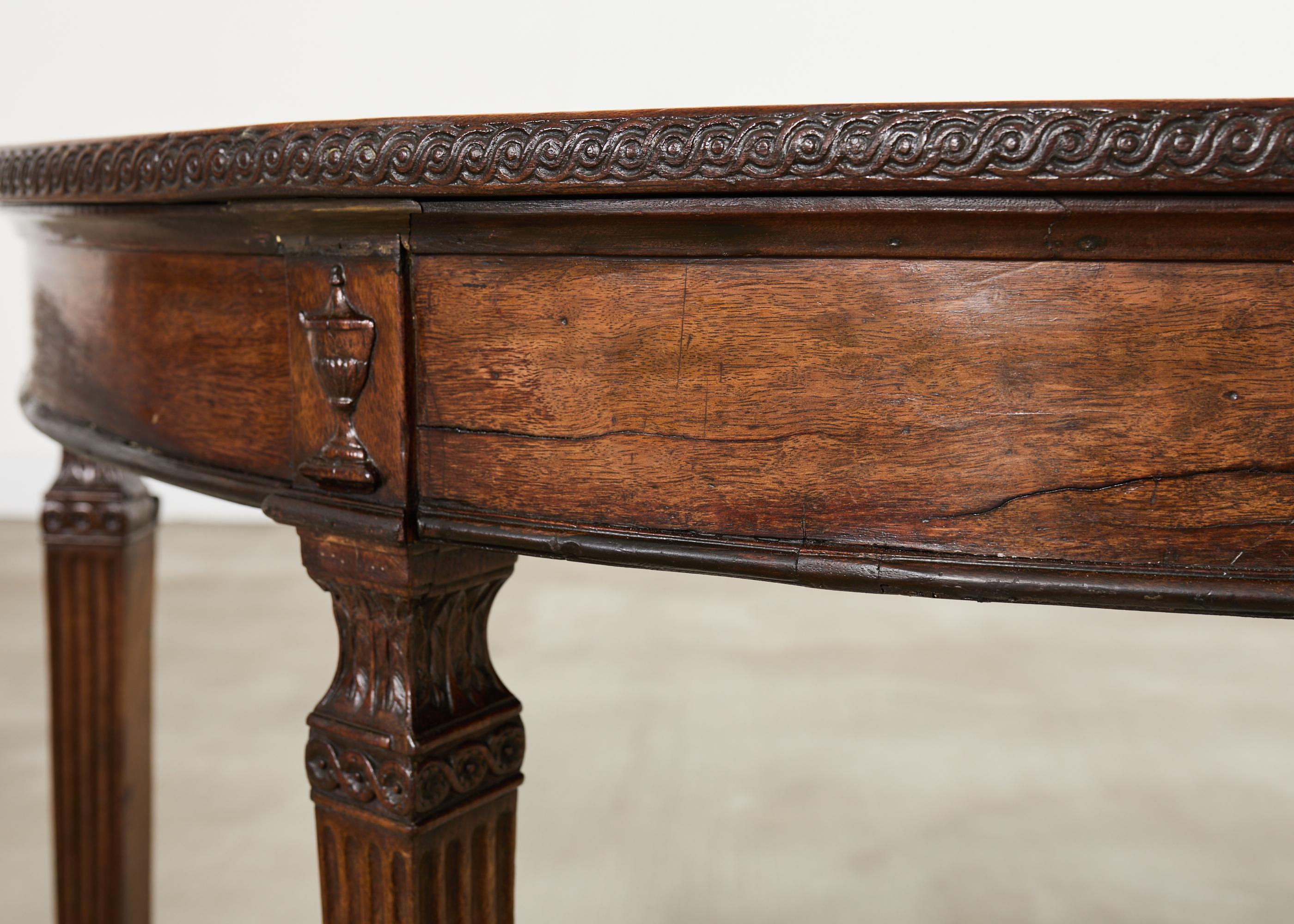 Pair of Italian Neoclassical Walnut Apollo Sunburst Demilunes For Sale 9