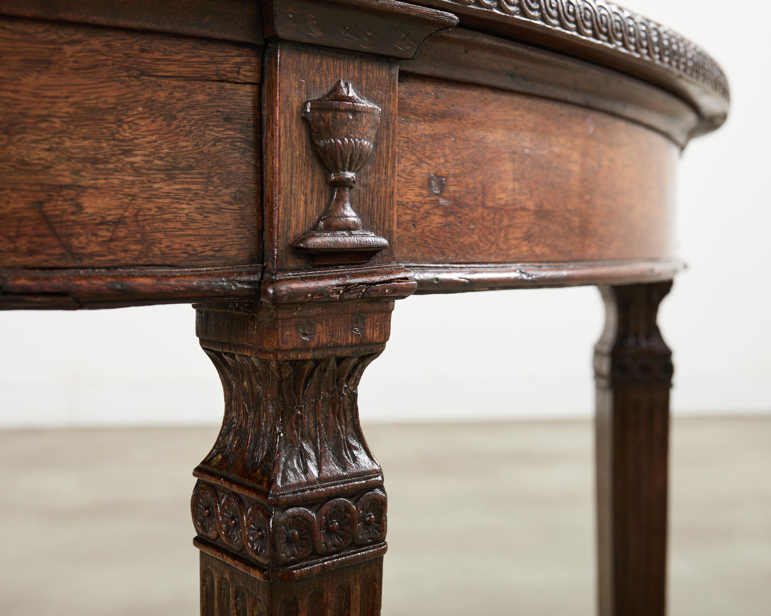 Pair of Italian Neoclassical Walnut Apollo Sunburst Demilunes For Sale 11