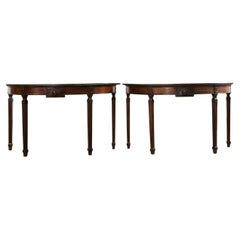 Pair of Italian Neoclassical Walnut Apollo Sunburst Demilunes