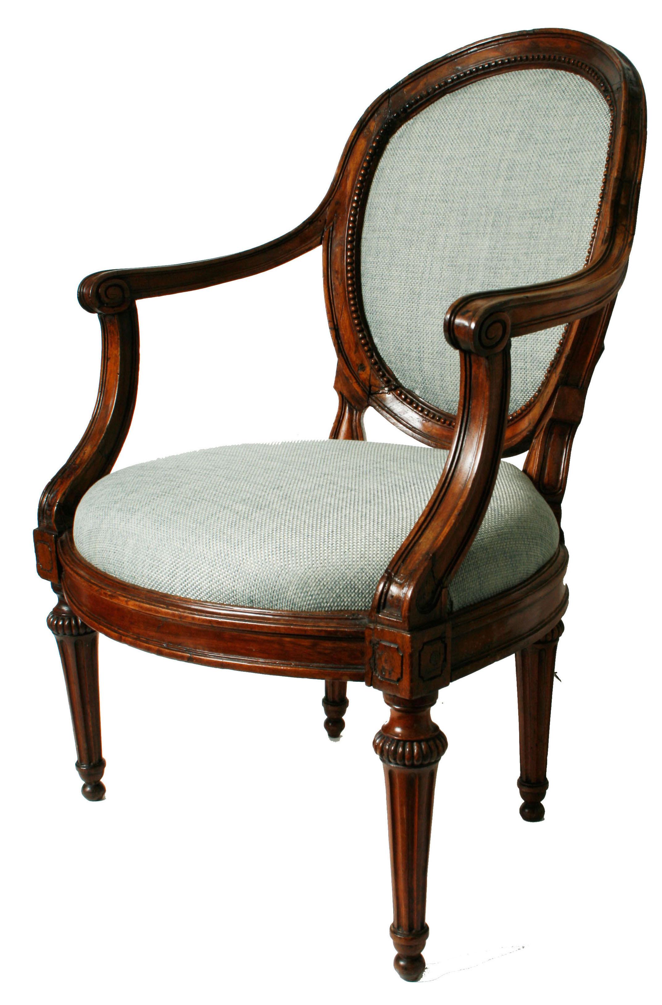 Pair of Italian Neoclassical Walnut Armchairs, c1780 In Good Condition In valatie, NY
