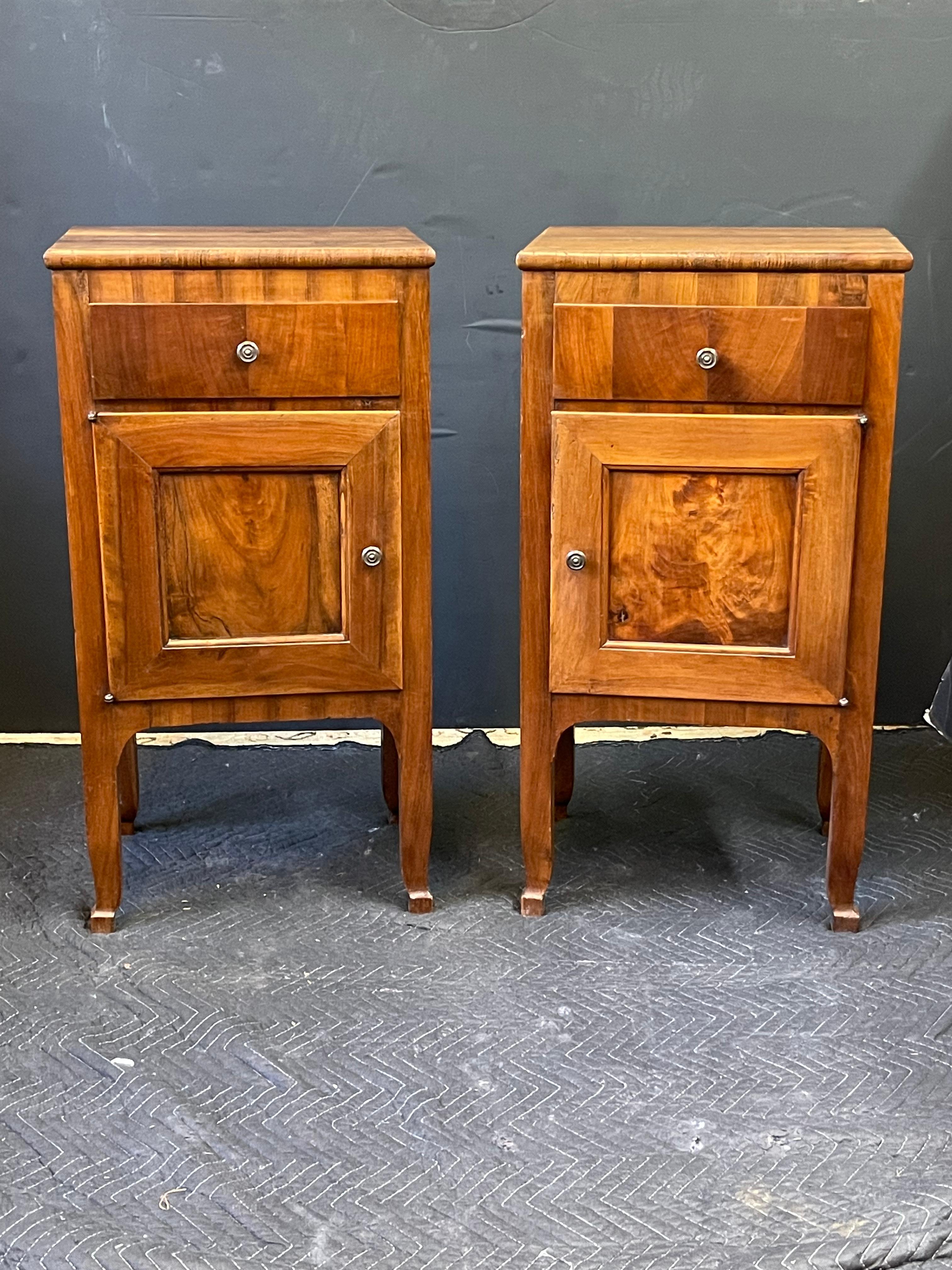 Pair of Italian Neoclassical Walnut Side Cabinets or Nightstands  5