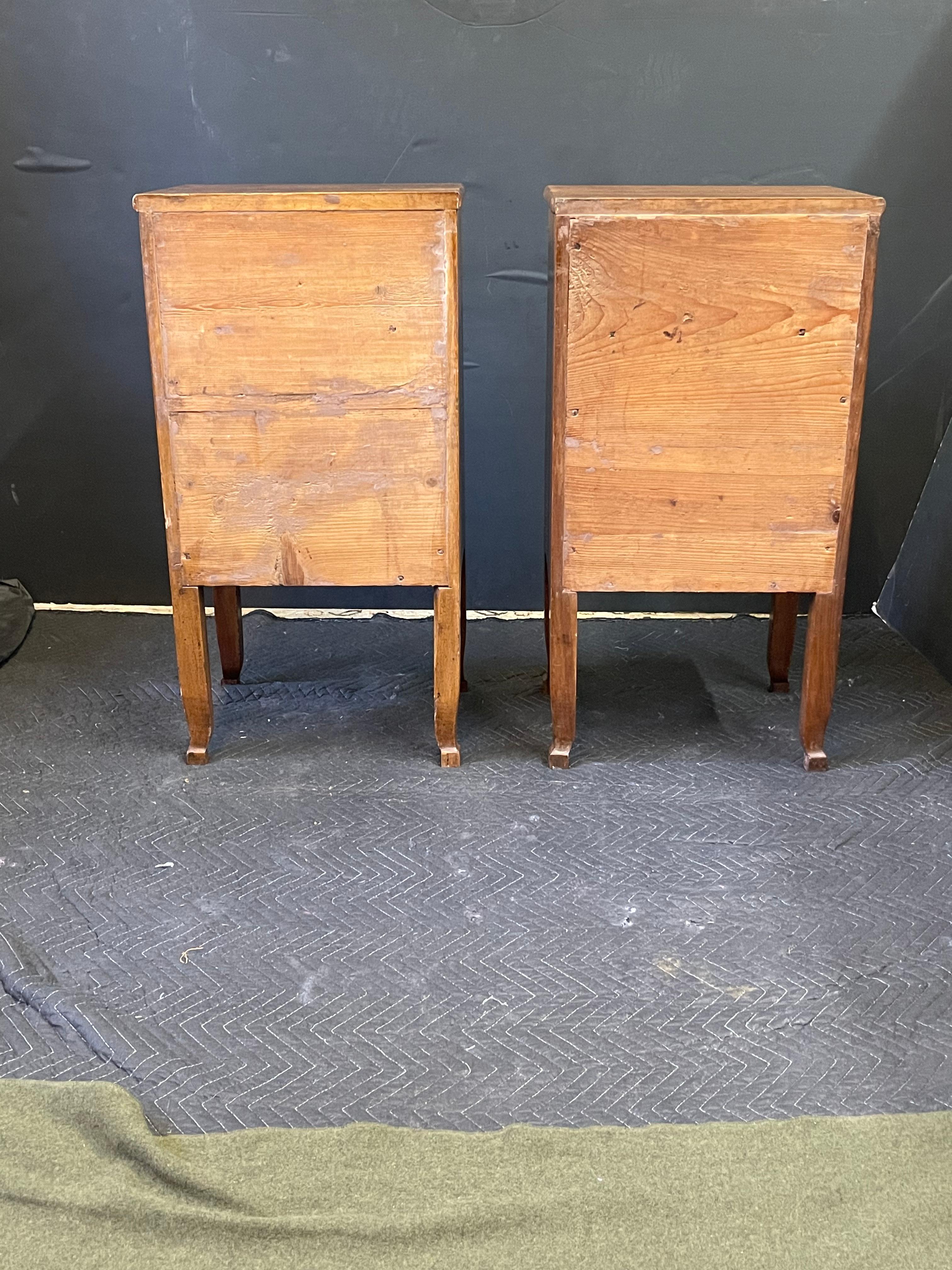 Pair of Italian Neoclassical Walnut Side Cabinets or Nightstands  2