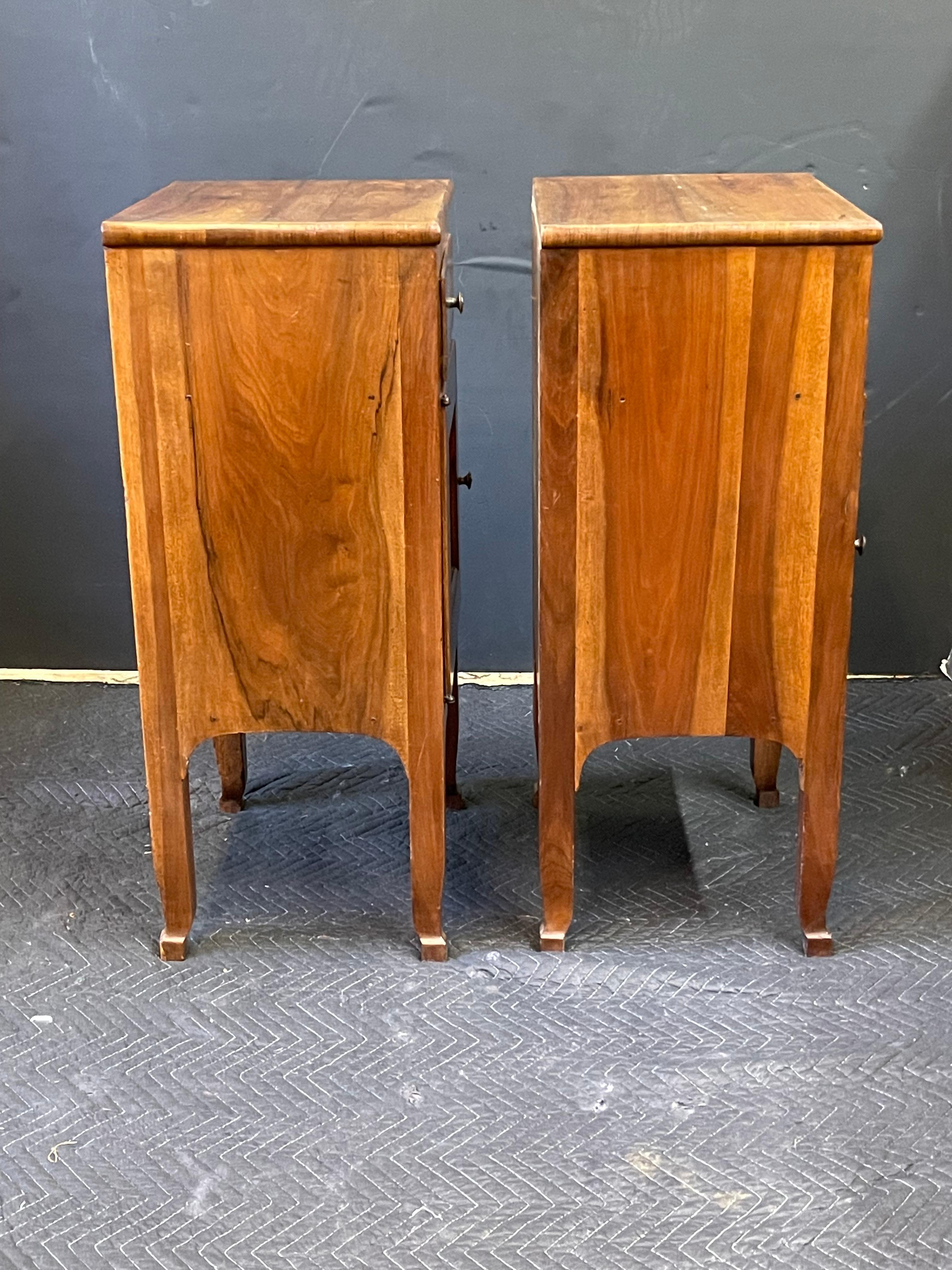 Pair of Italian Neoclassical Walnut Side Cabinets or Nightstands  3