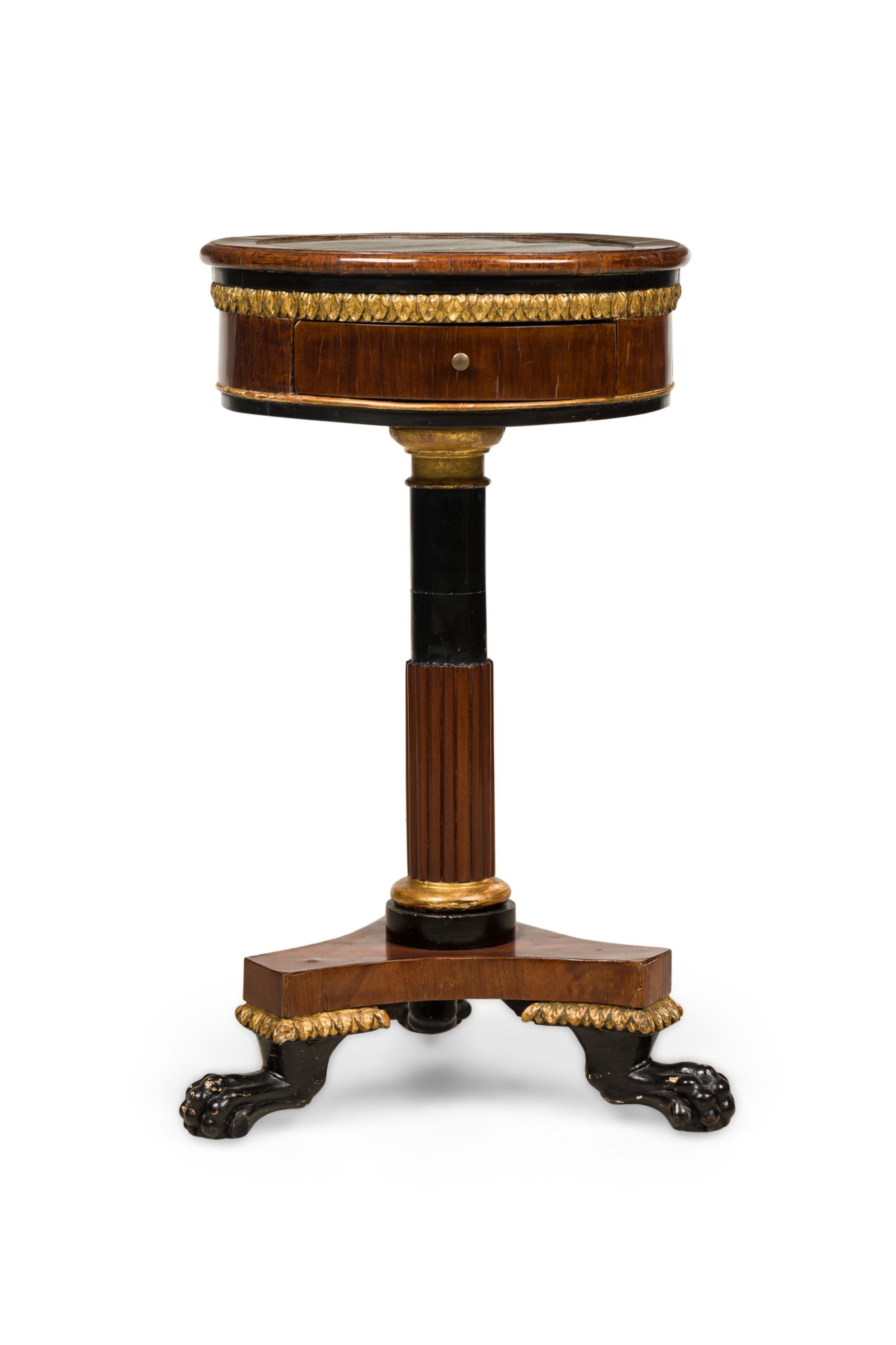Pair of Italian Neoclassicalal Mahogany and Marble Gueirdon End Table In Good Condition For Sale In New York, NY