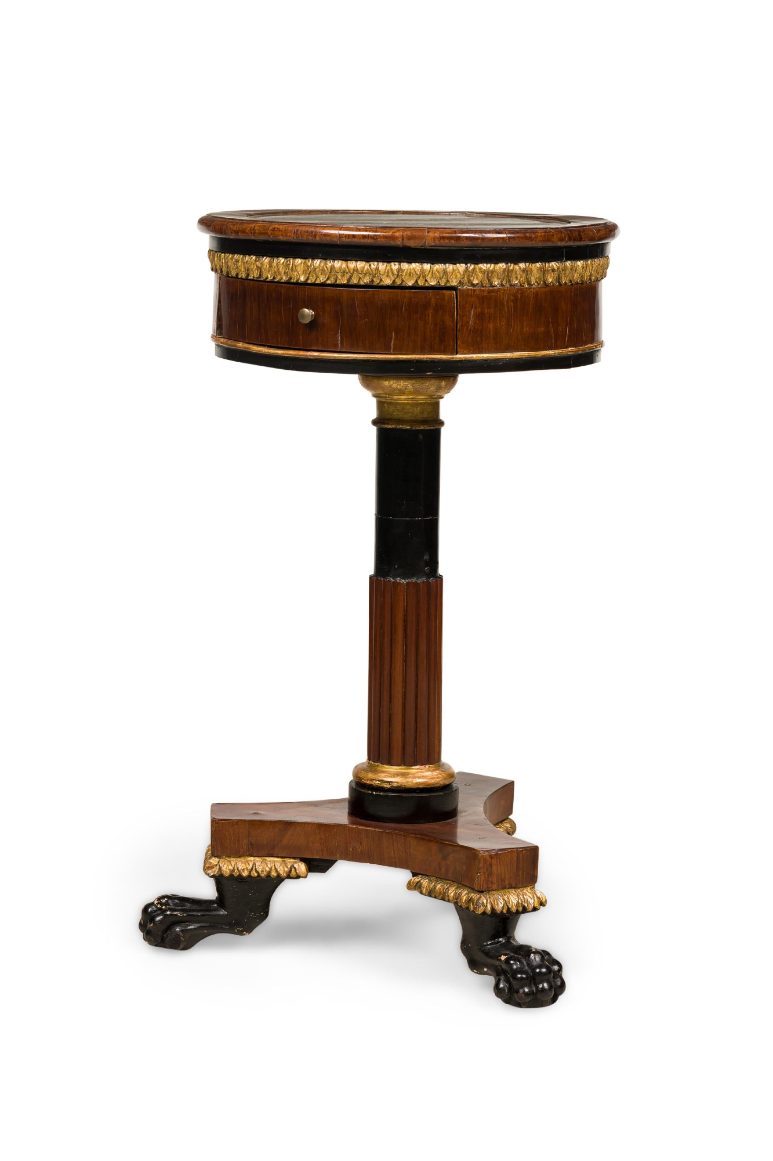 18th Century and Earlier Pair of Italian Neoclassicalal Mahogany and Marble Gueirdon End Table For Sale