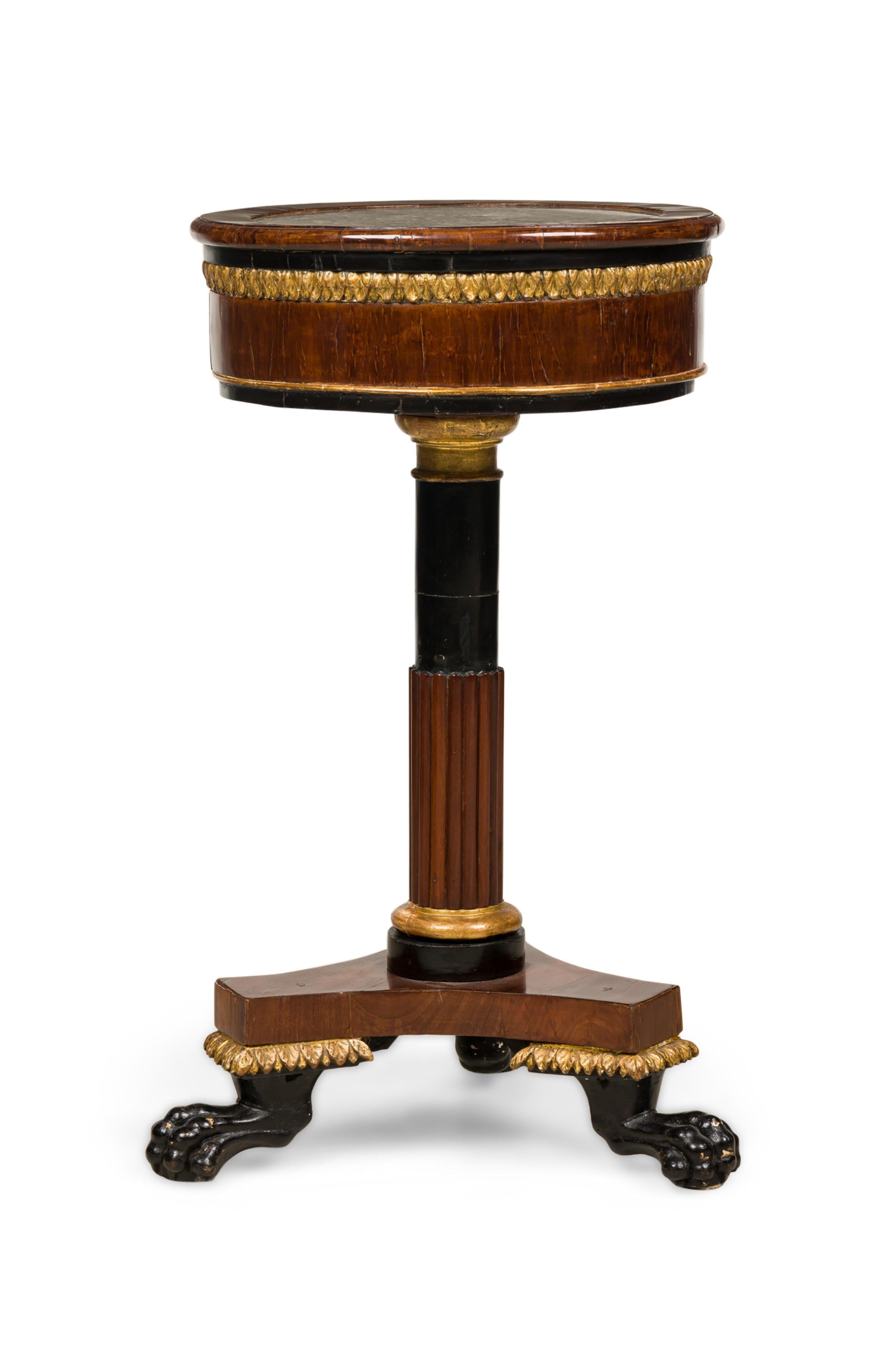 Pair of Italian Neoclassicalal Mahogany and Marble Gueirdon End Table For Sale 1