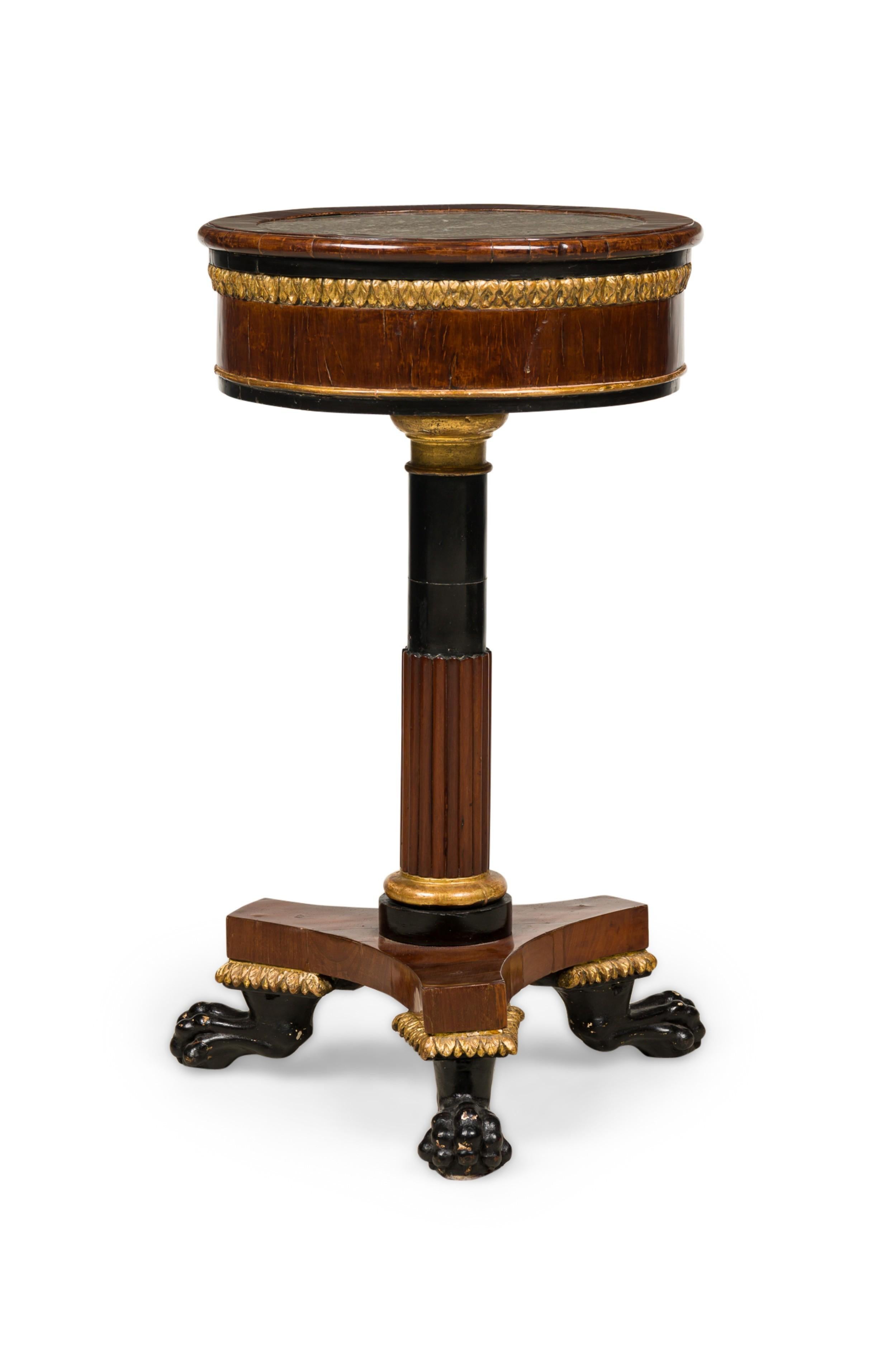 Pair of Italian Neoclassicalal Mahogany and Marble Gueirdon End Table For Sale 2