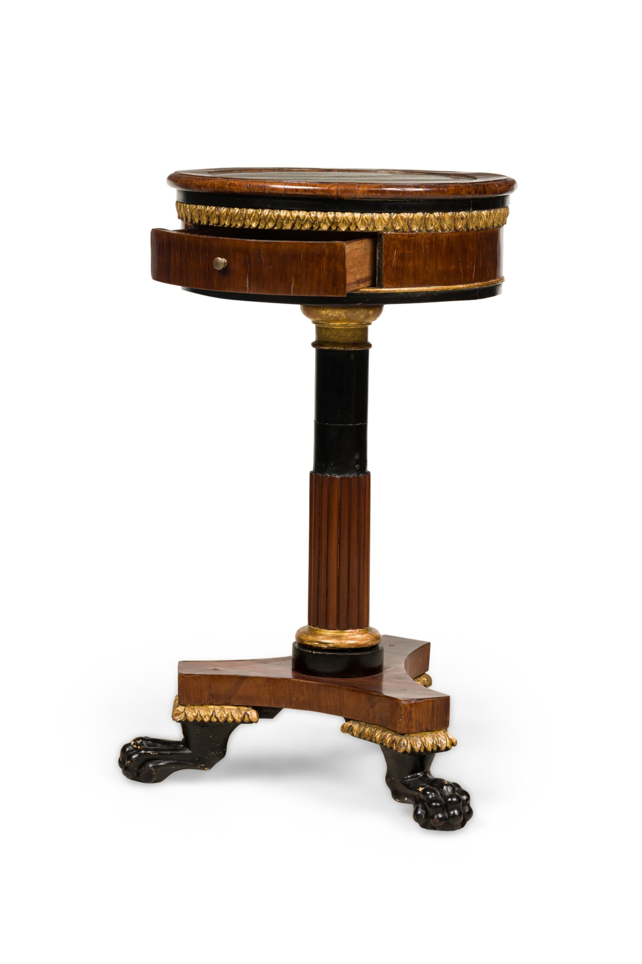 Pair of Italian Neoclassicalal Mahogany and Marble Gueirdon End Table For Sale 3