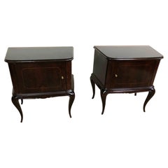 Coppia di comodini italiani, in noce  dal 1950, Black Top
