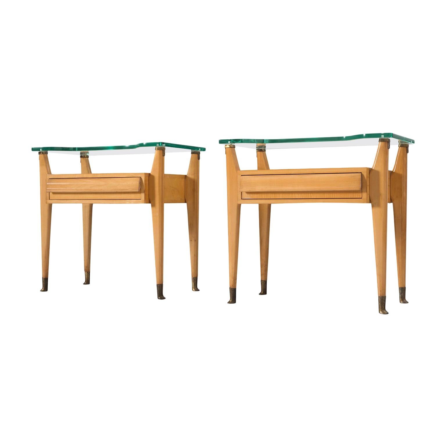 Pair of Italian Nightstands in Birch