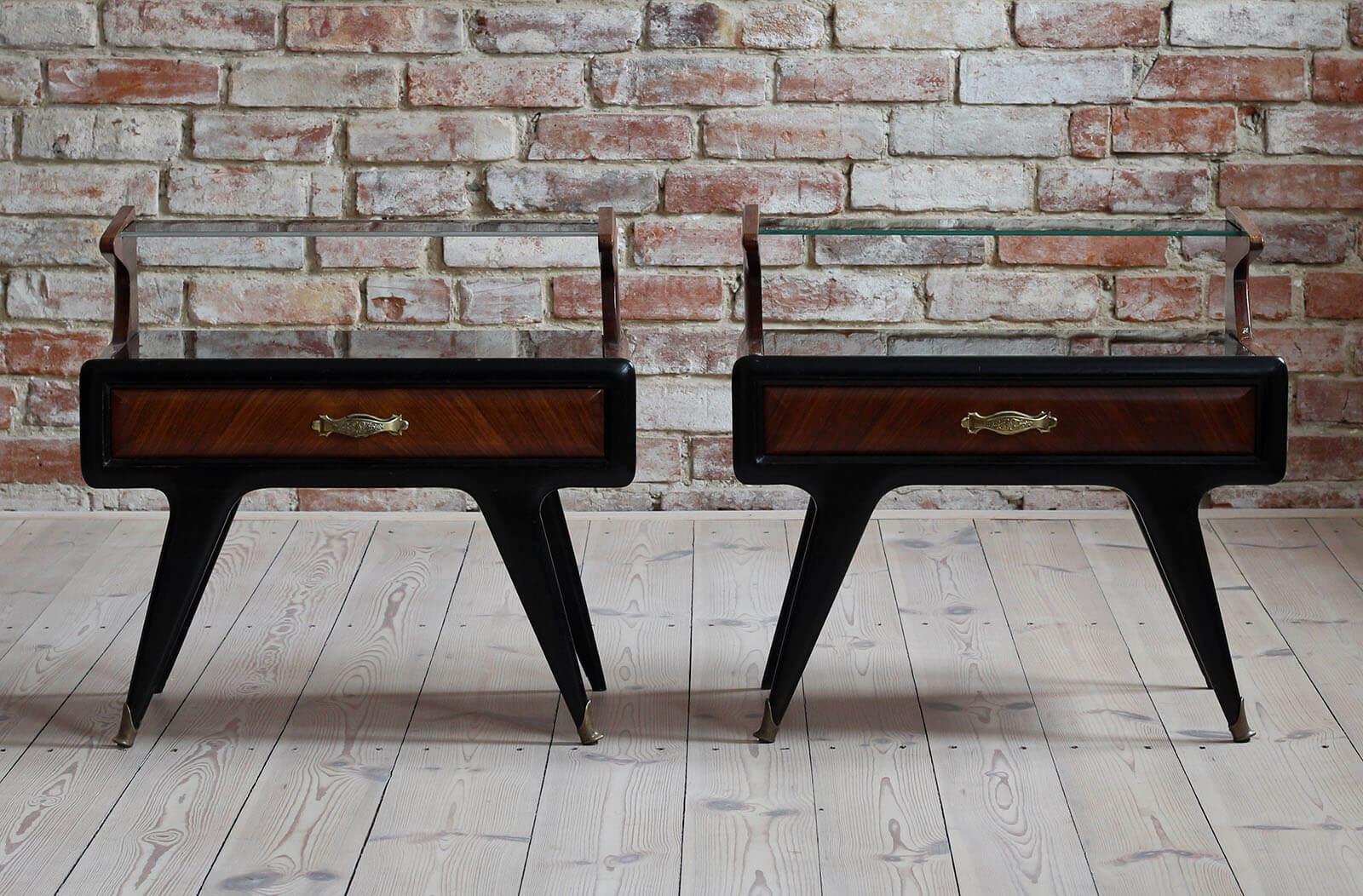 Pair of Italian Nightstands, Paolo Buffa Style, 1950s In Good Condition For Sale In Wrocław, Poland