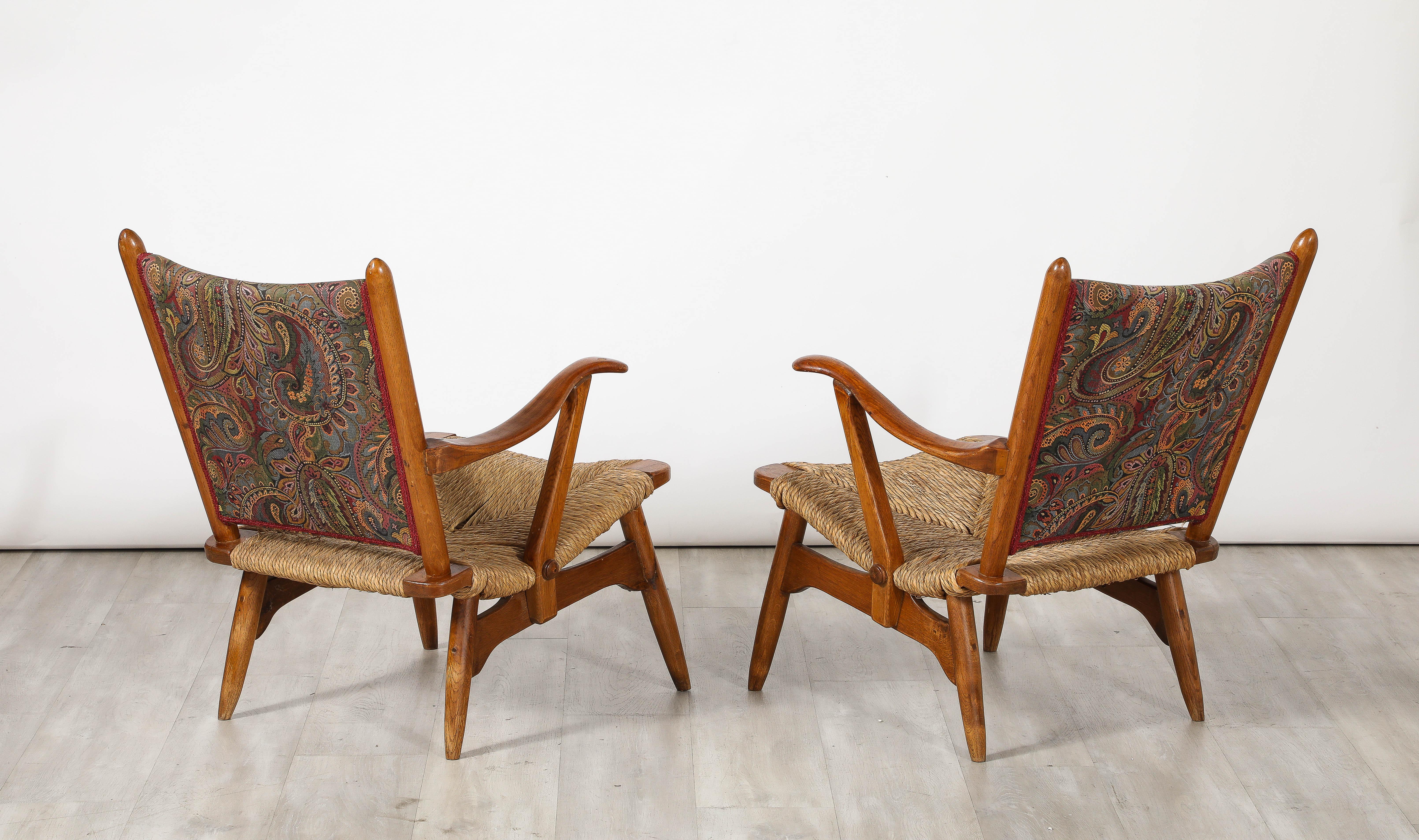 de Ster Gelderland Pair of Dutch Armchairs with Rush Seats, circa 1950  For Sale 5