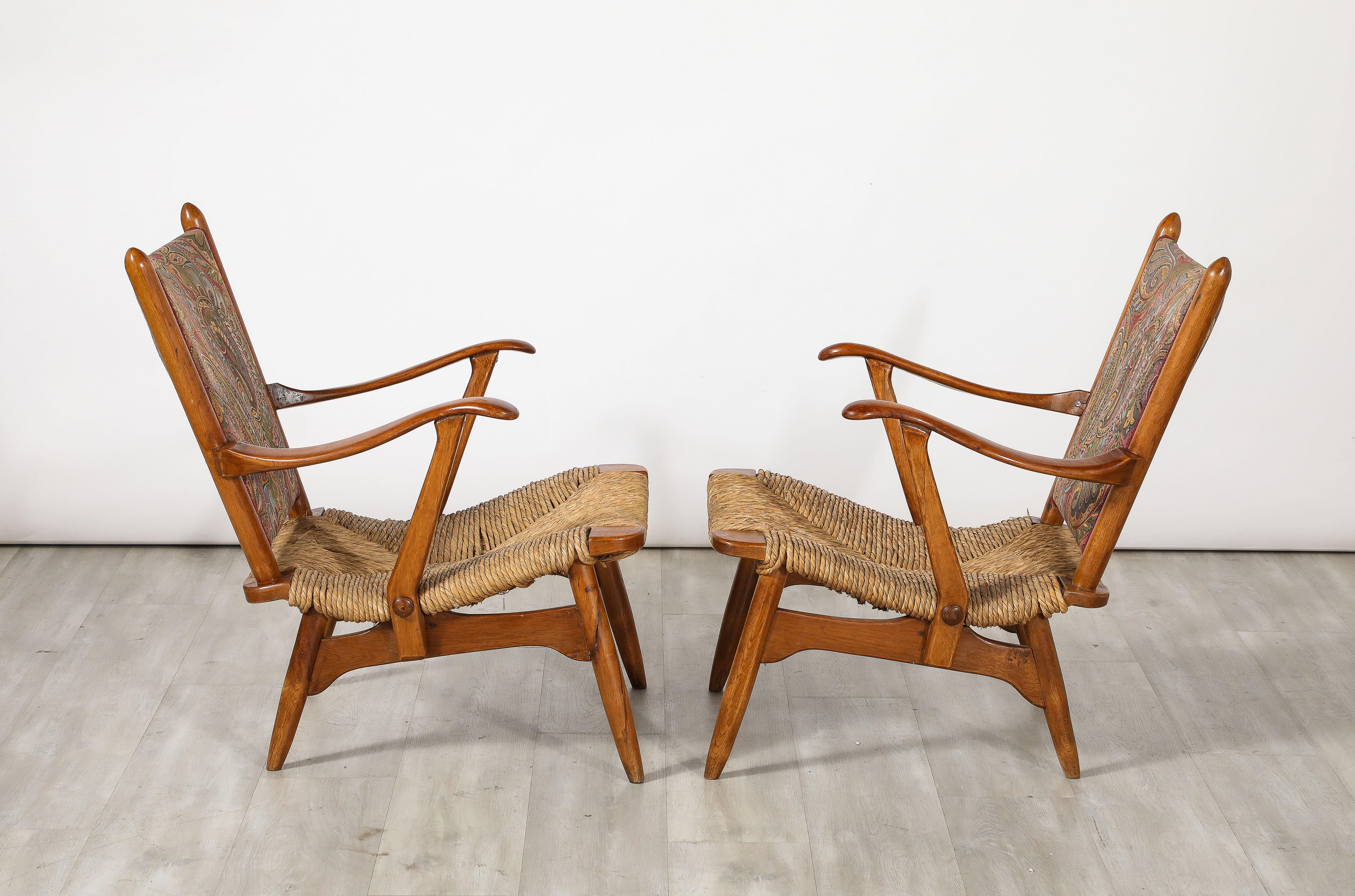 de Ster Gelderland Pair of Dutch Armchairs with Rush Seats, circa 1950  For Sale 6
