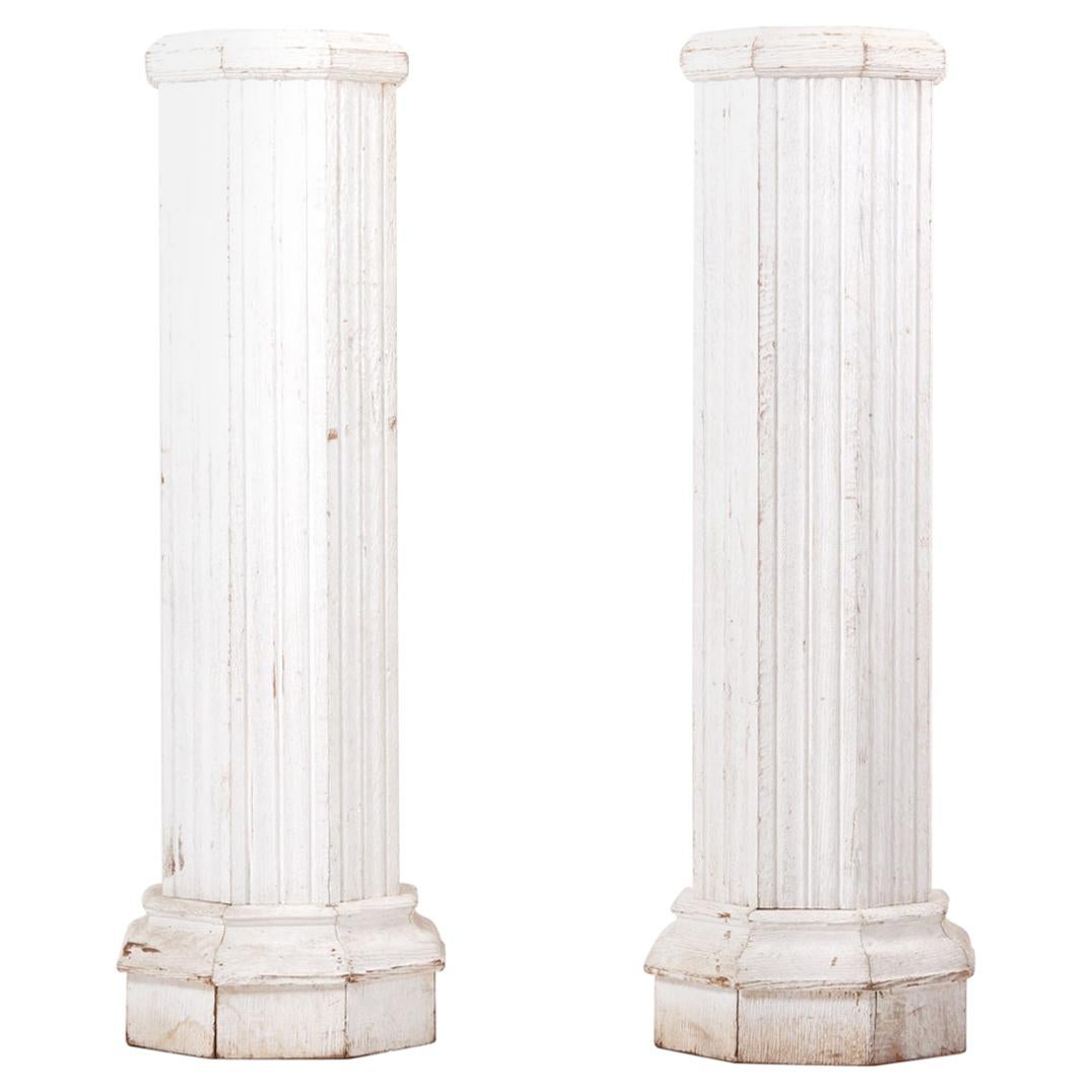Pair of Italian Oak Pedestals from the Beginning of the 20th Century