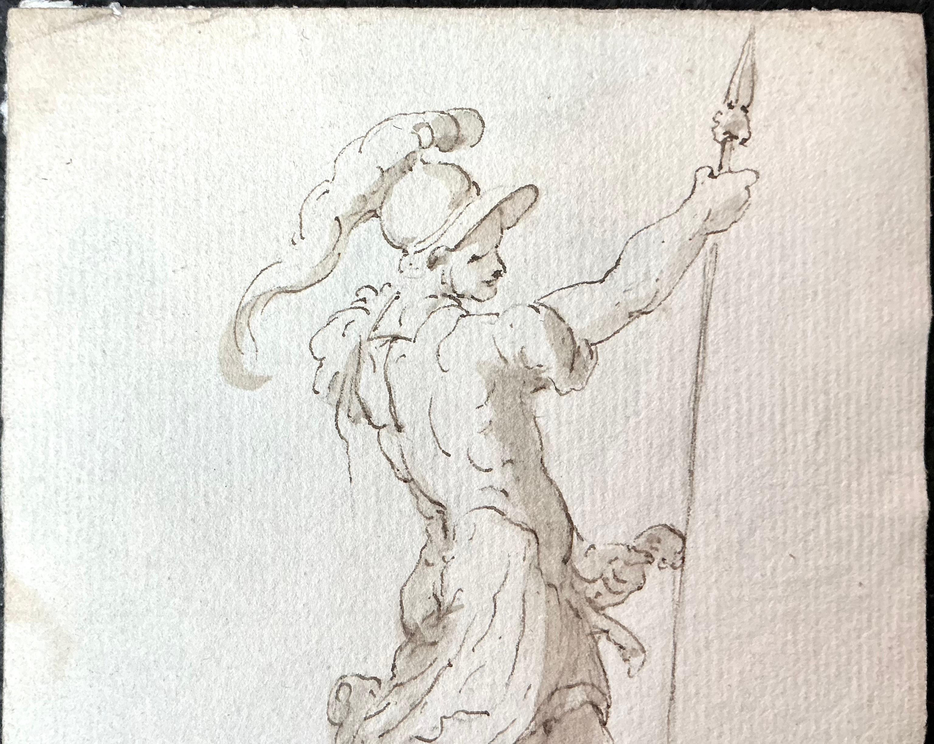 Fino al XVIII secolo Coppia di disegni antichi italiani di soldati in vendita