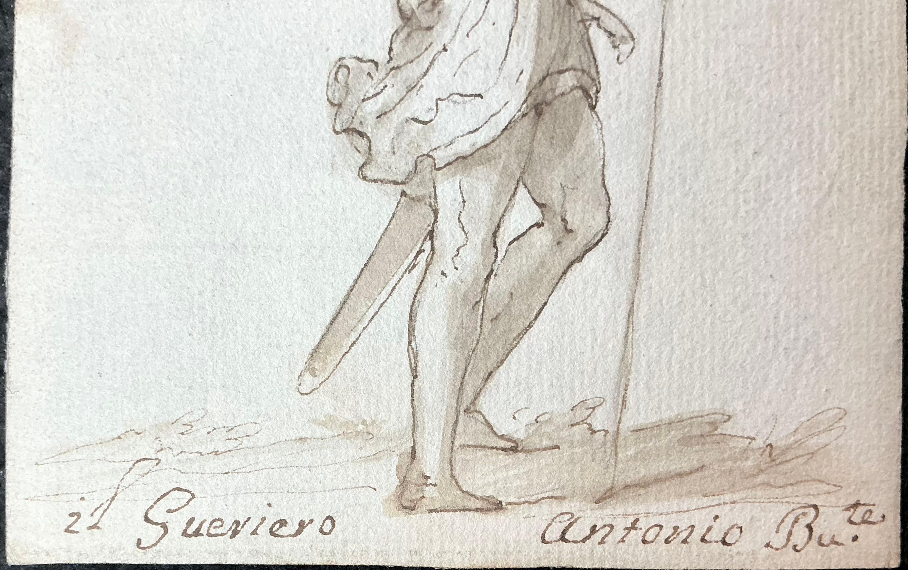 Carta Coppia di disegni antichi italiani di soldati in vendita