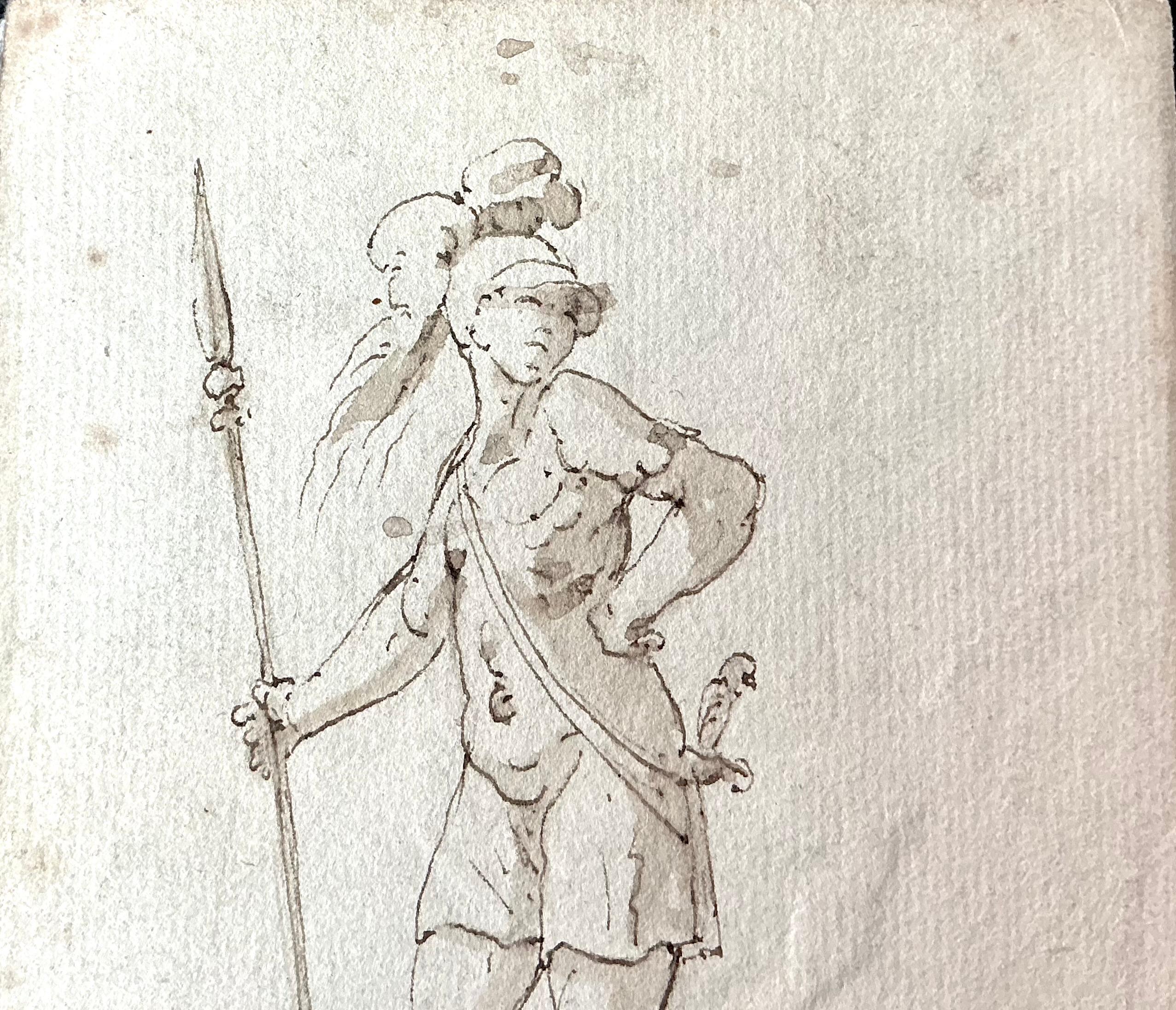 Coppia di disegni antichi italiani di soldati in vendita 1