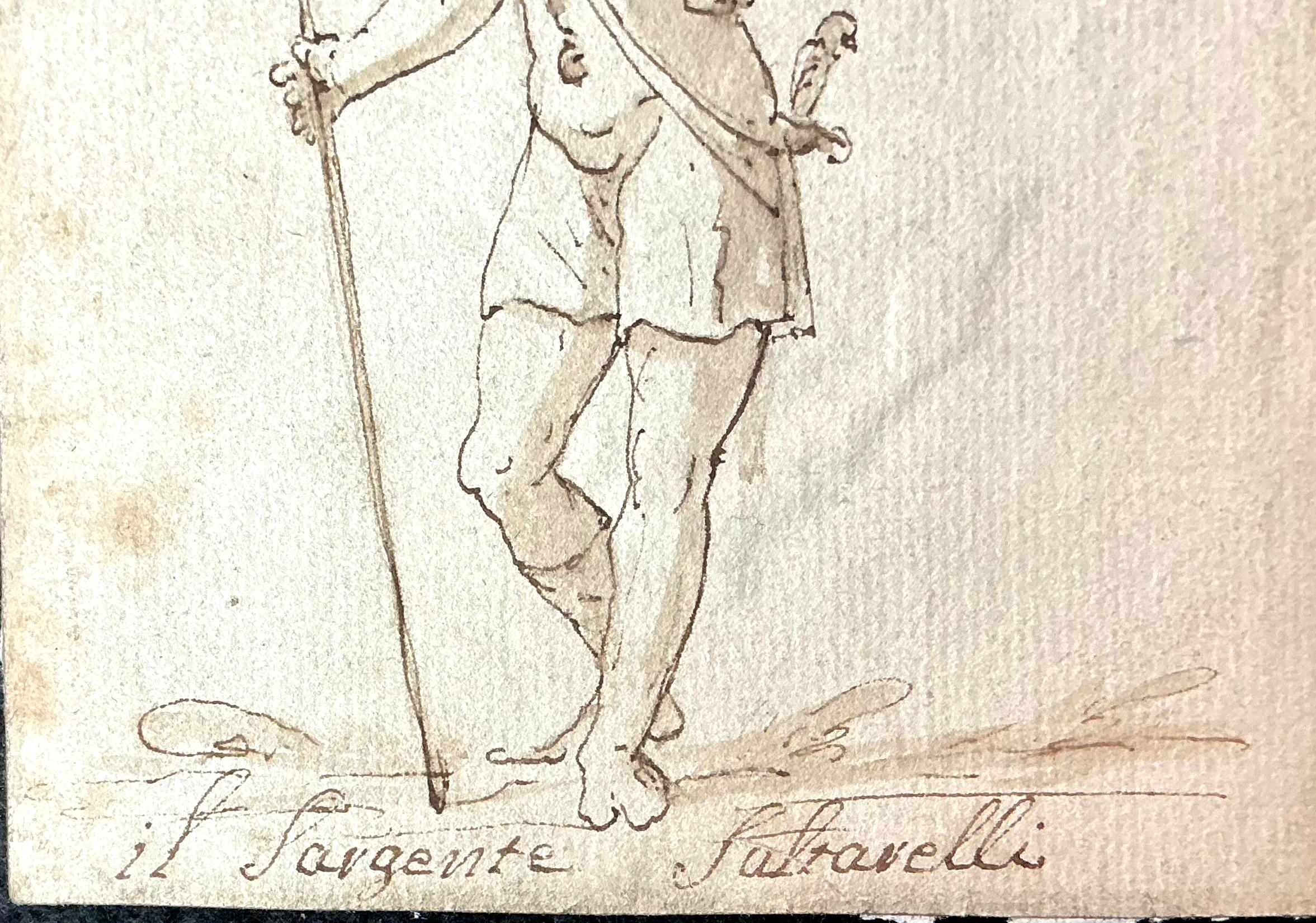 Coppia di disegni antichi italiani di soldati in vendita 2