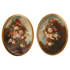 Pair of Italian Old Oval Paintings on Copper