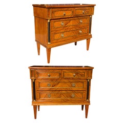 Pair of Italian Olivewood Neoclassical Commodes, Midcentury