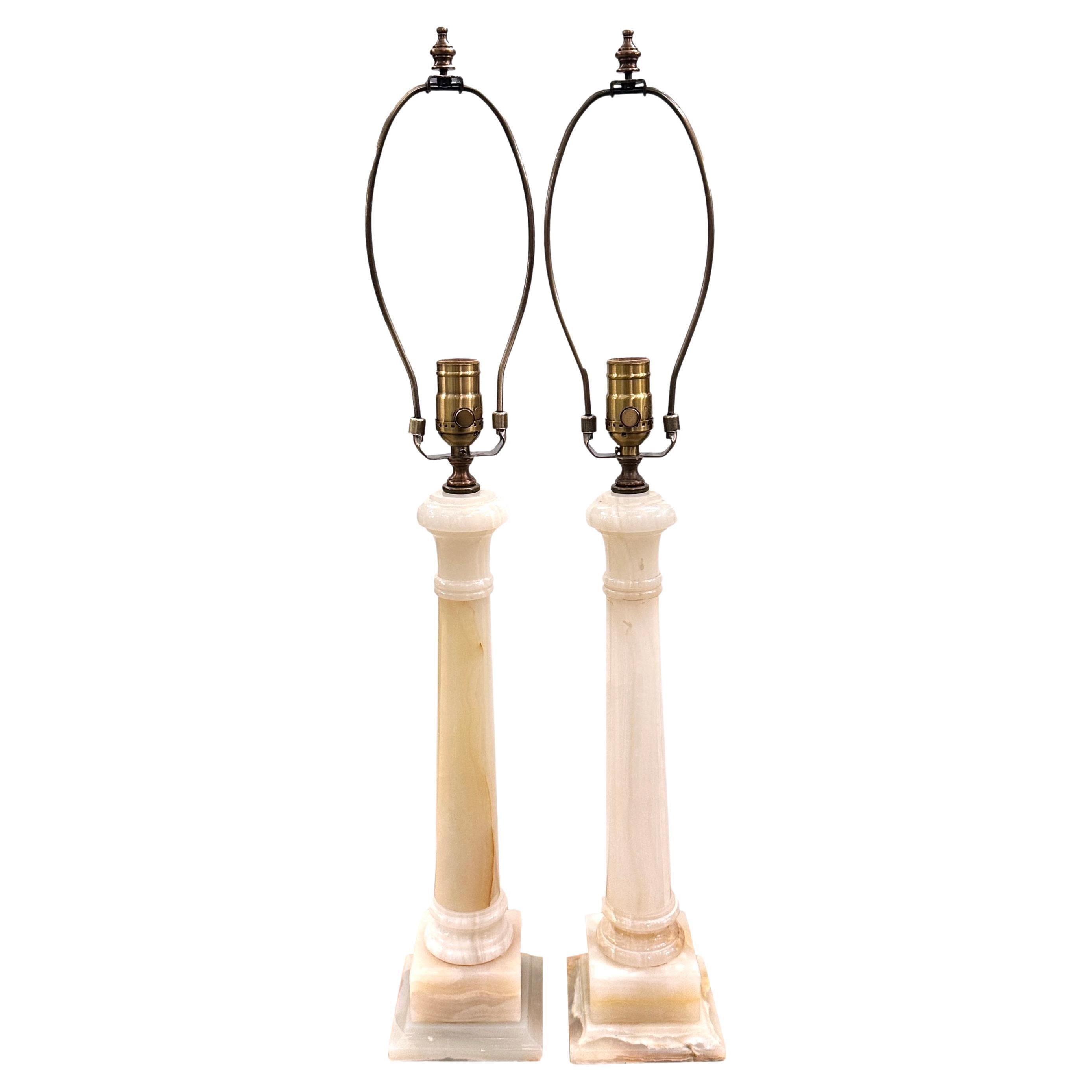 Pair of Italian Onyx Lamps