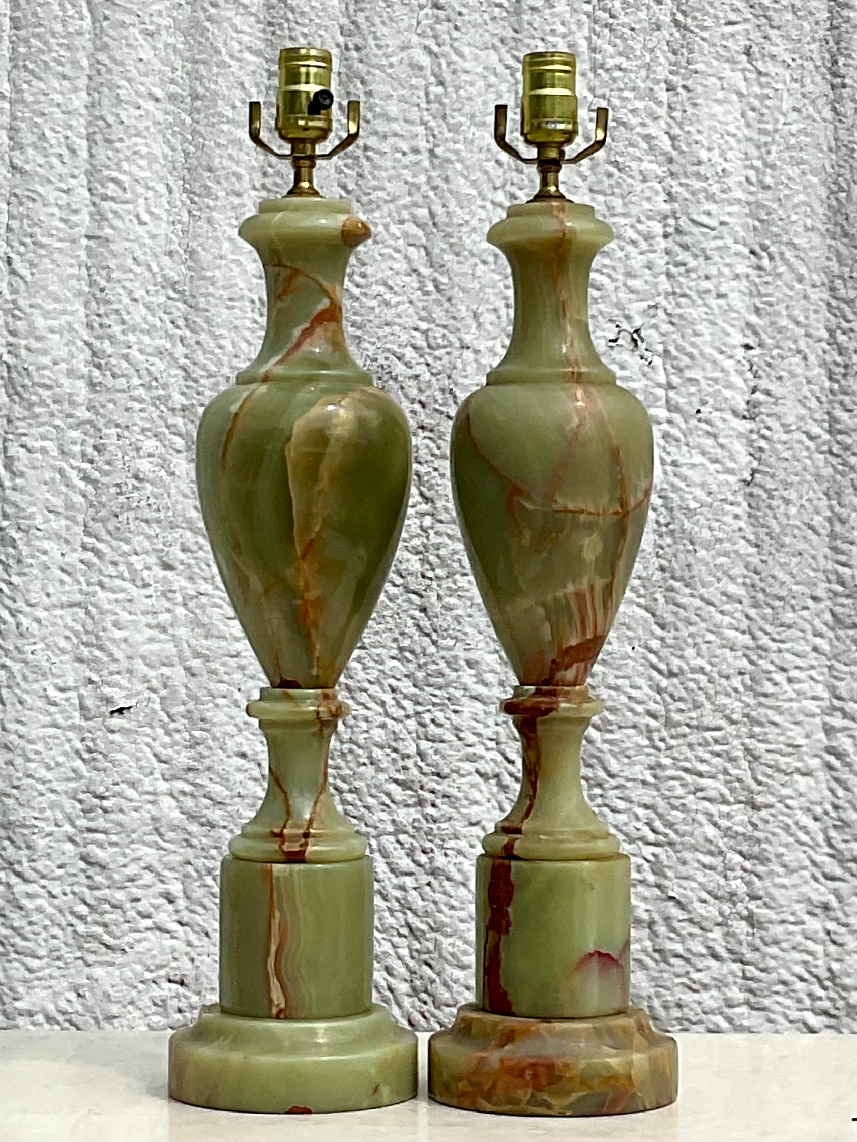 Pair of Italian Onyx Table Lamps 2