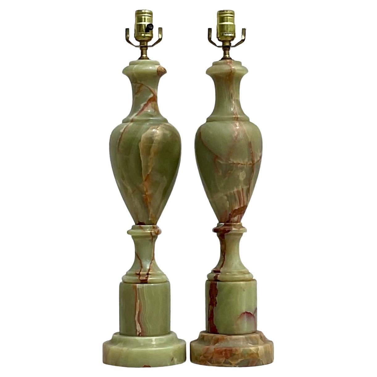 Pair of Italian Onyx Table Lamps