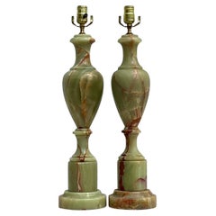 Retro Pair of Italian Onyx Table Lamps