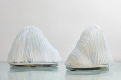 Pair of Italian Opaline Glass Lamps Model "Iceberg" by Carlo Nason for Mazzeg