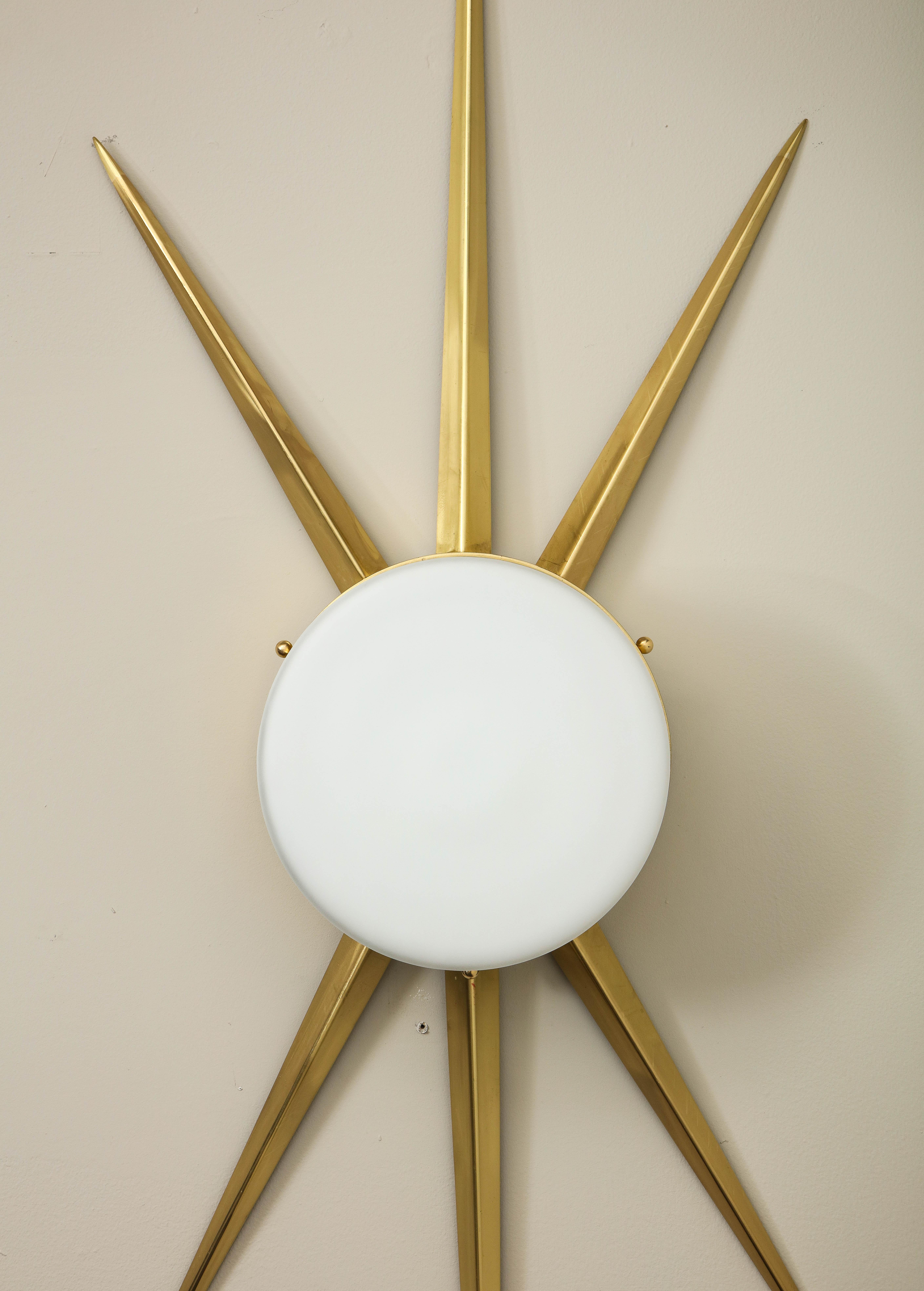 Mid-Century Modern Pair of Custom Italian Opaline Star Sconces For Sale