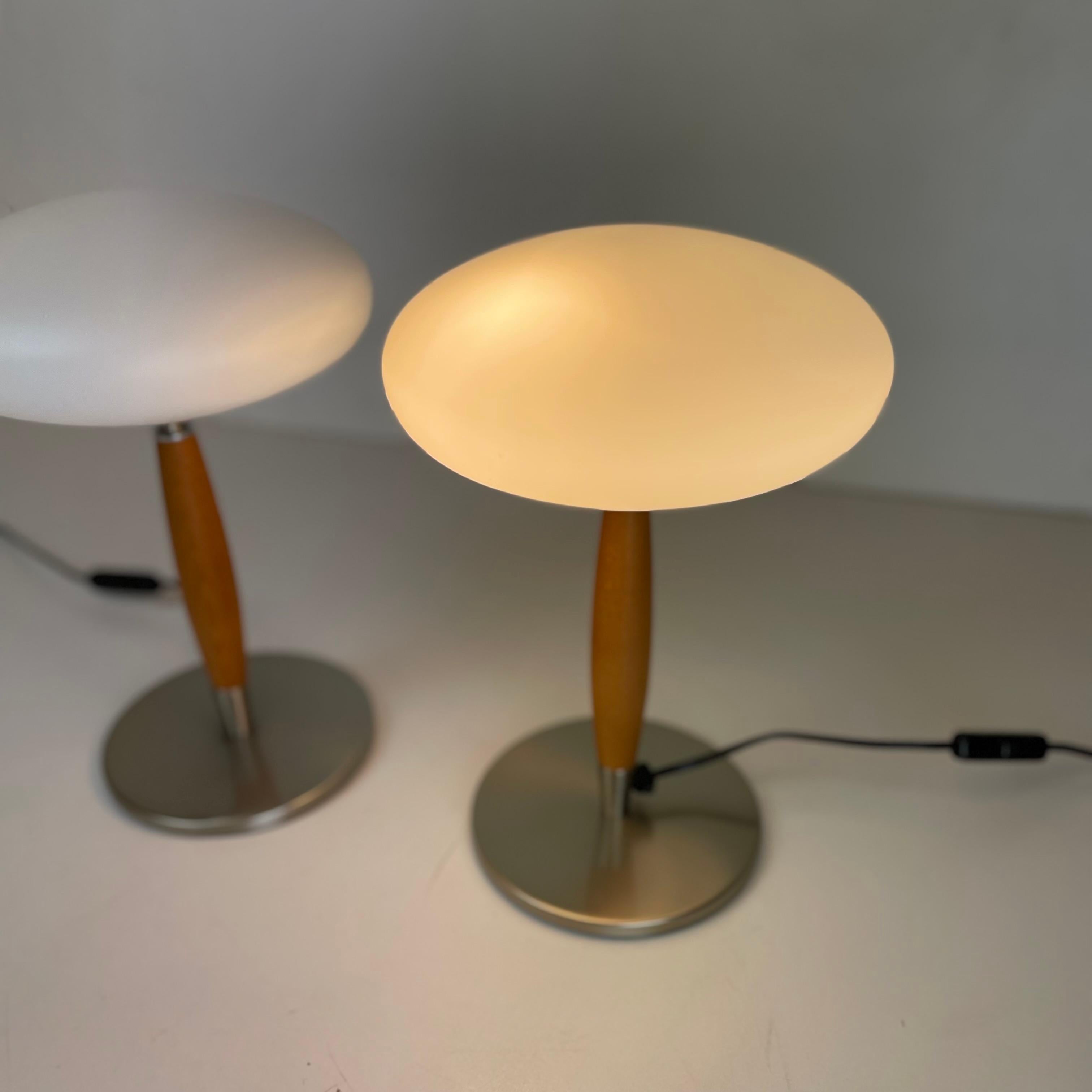 Late 20th Century Pair of Italian Opaline Table Lamp, 1990s For Sale