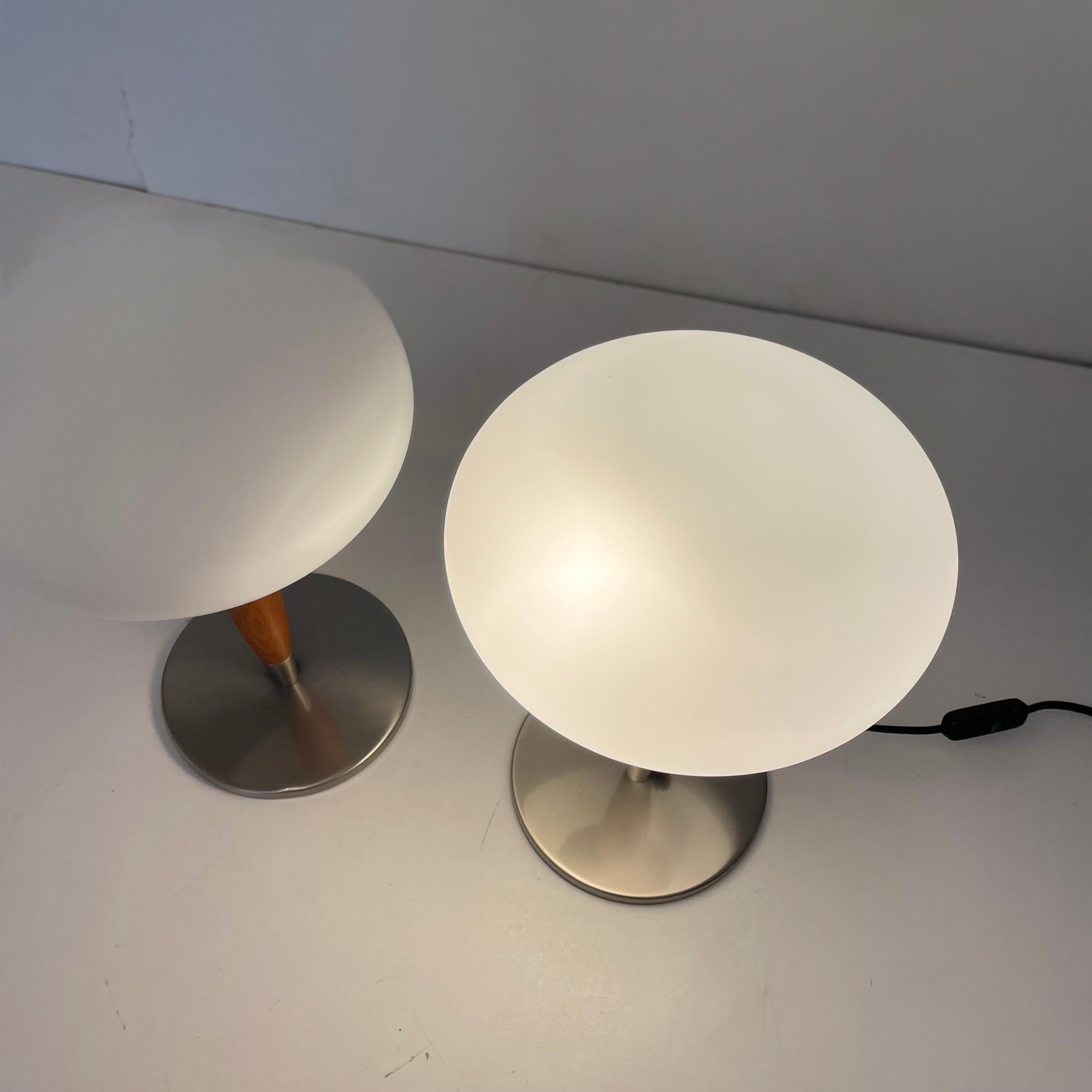 Metal Pair of Italian Opaline Table Lamp, 1990s For Sale