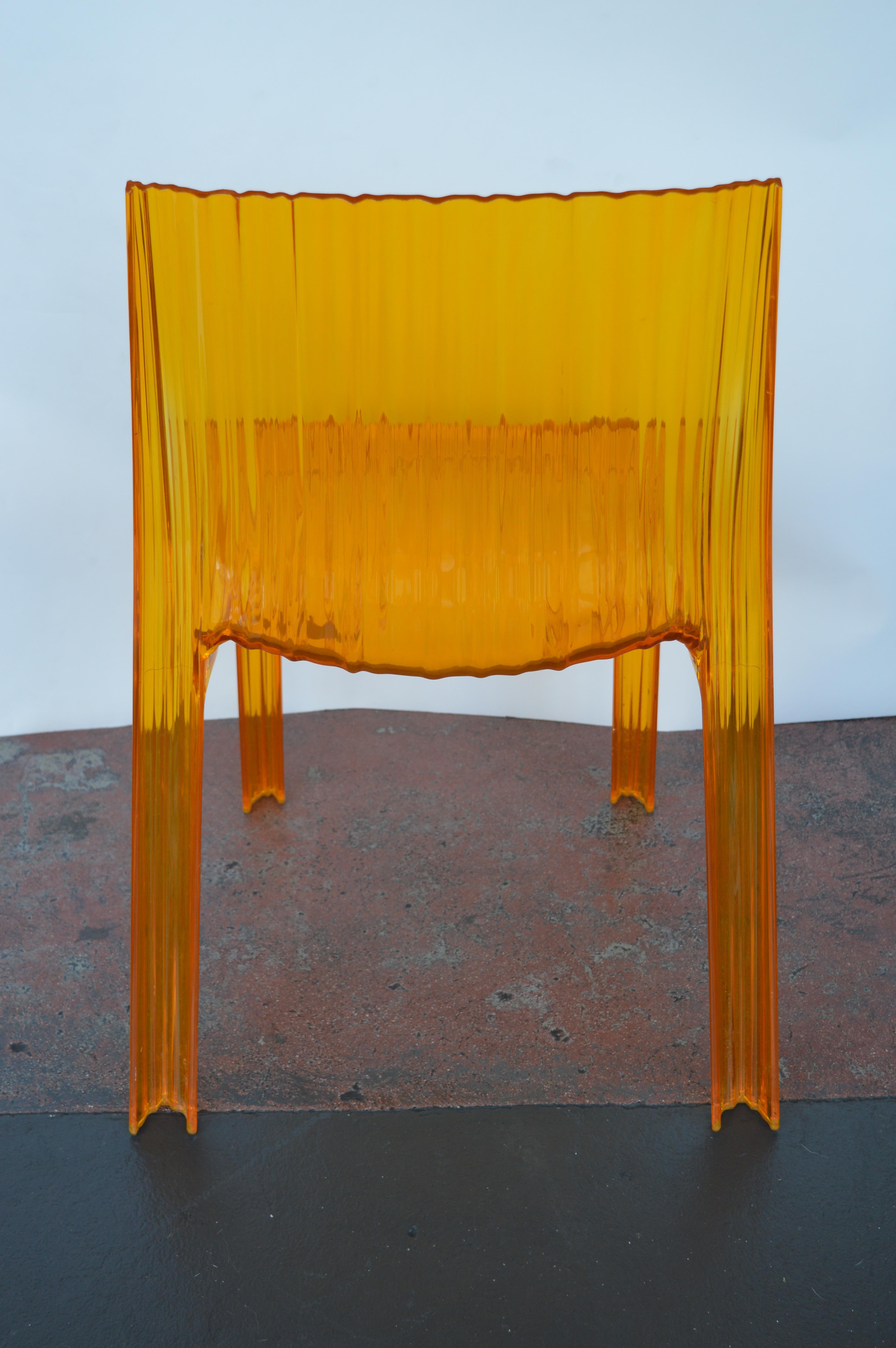 Pair of Italian Orange Chairs by Kartell For Sale 1