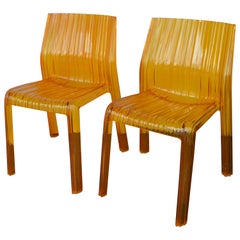 Paire de chaises italiennes orange de Kartell