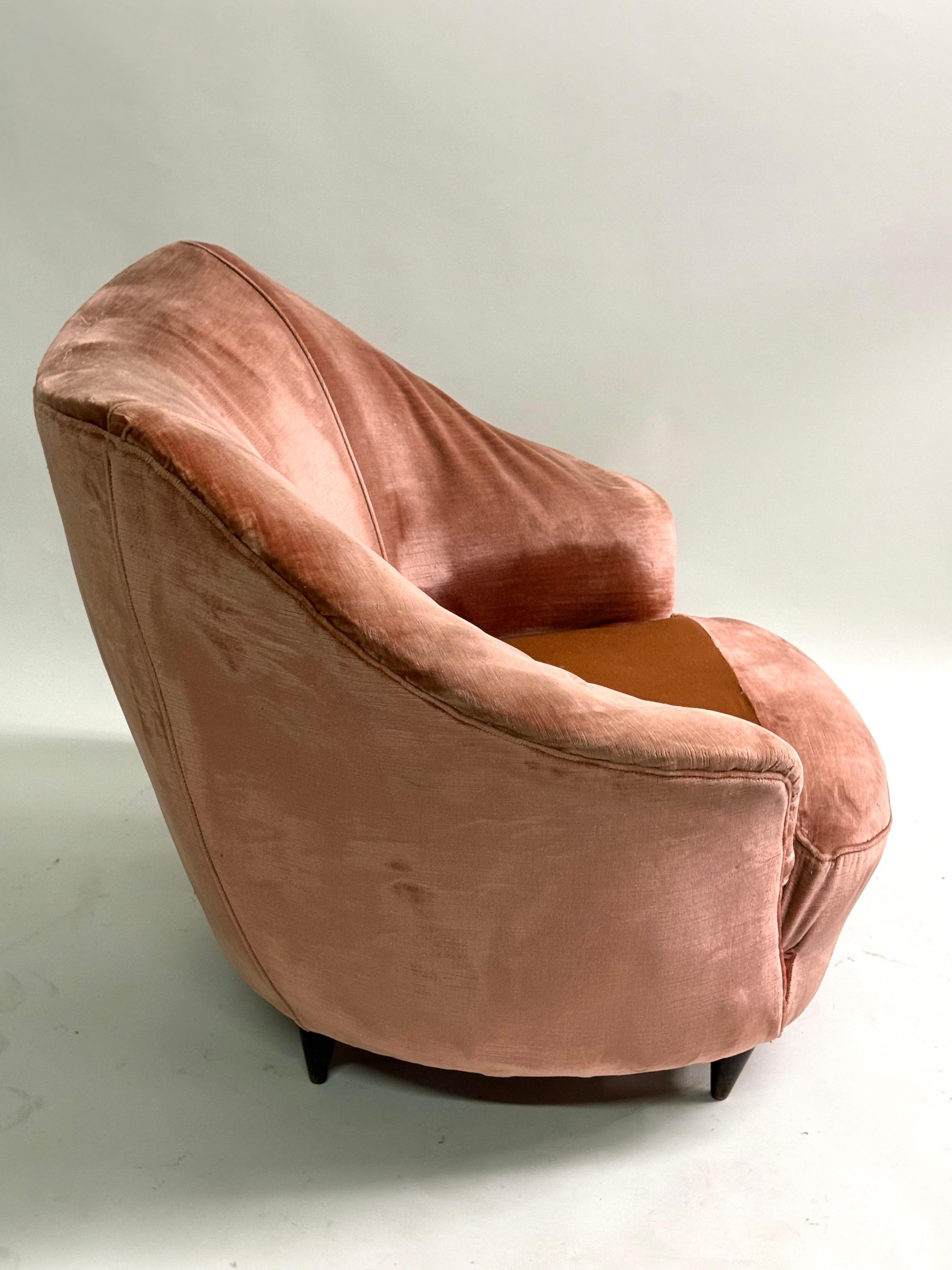 Paar italienische organische moderne Loungesessel der Organischen Moderne von Gio Ponti für Casa e Giardino im Angebot 3