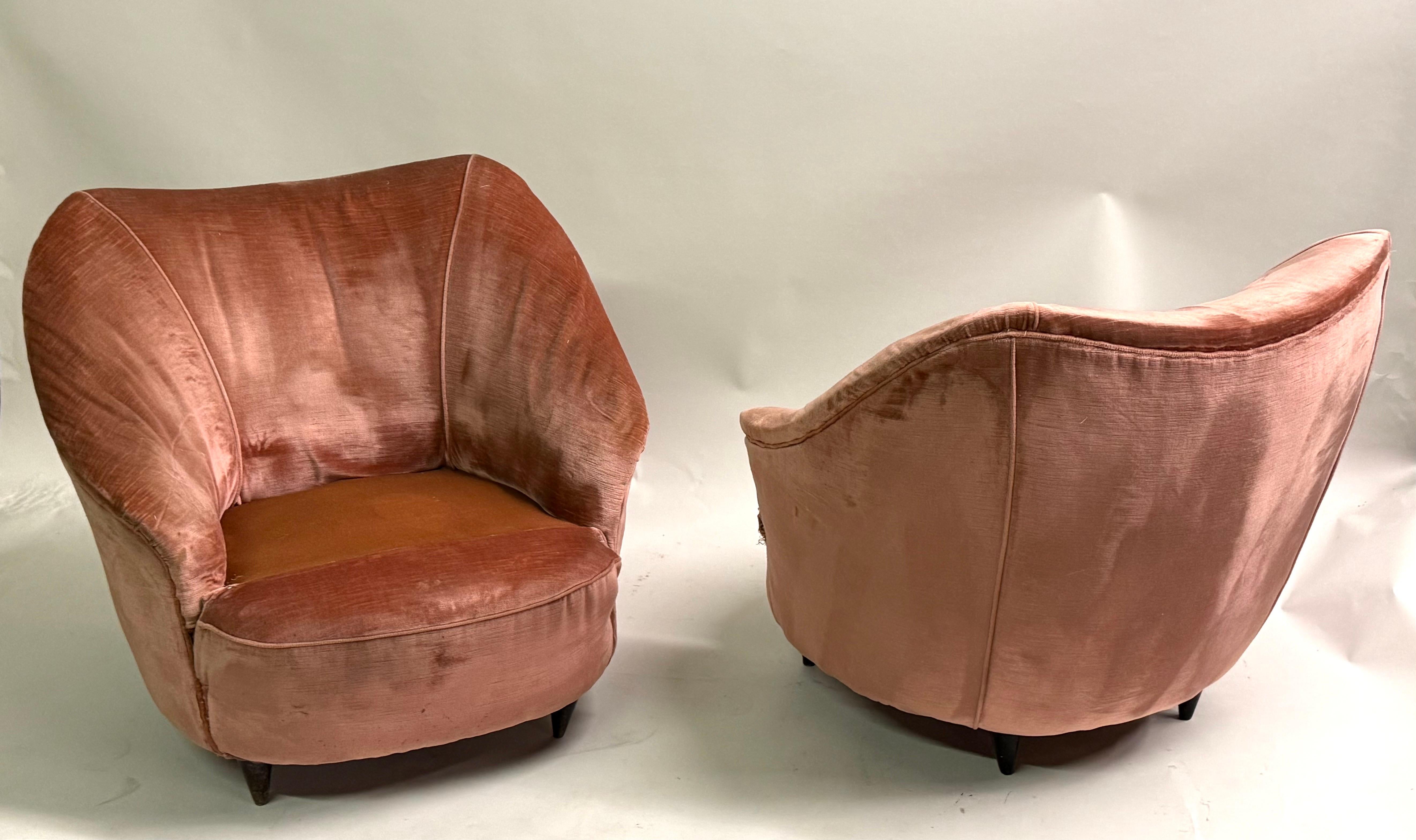 Paar italienische organische moderne Loungesessel der Organischen Moderne von Gio Ponti für Casa e Giardino (Italienisch) im Angebot