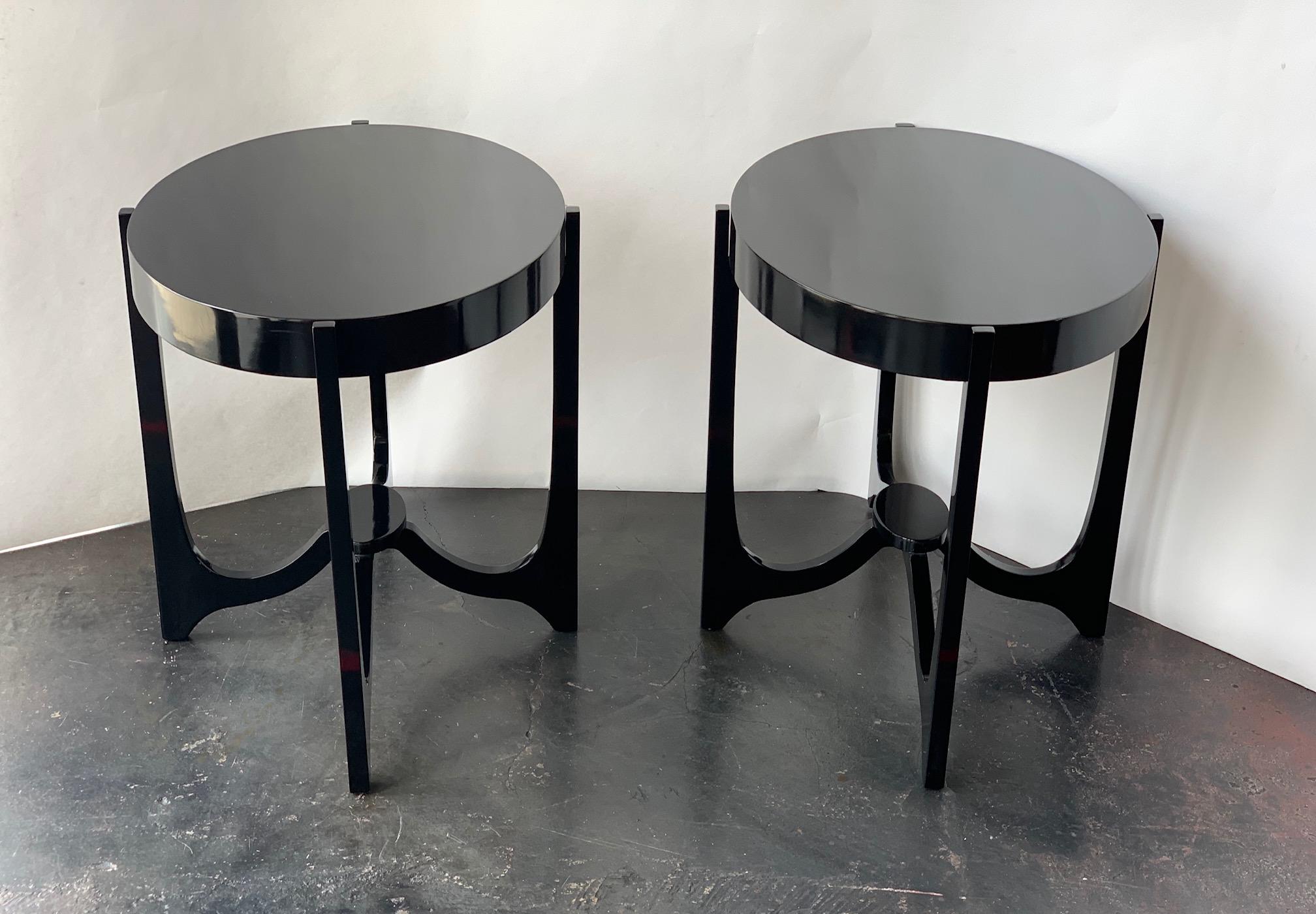 Lacquer Pair of Italian Oval Side Tables