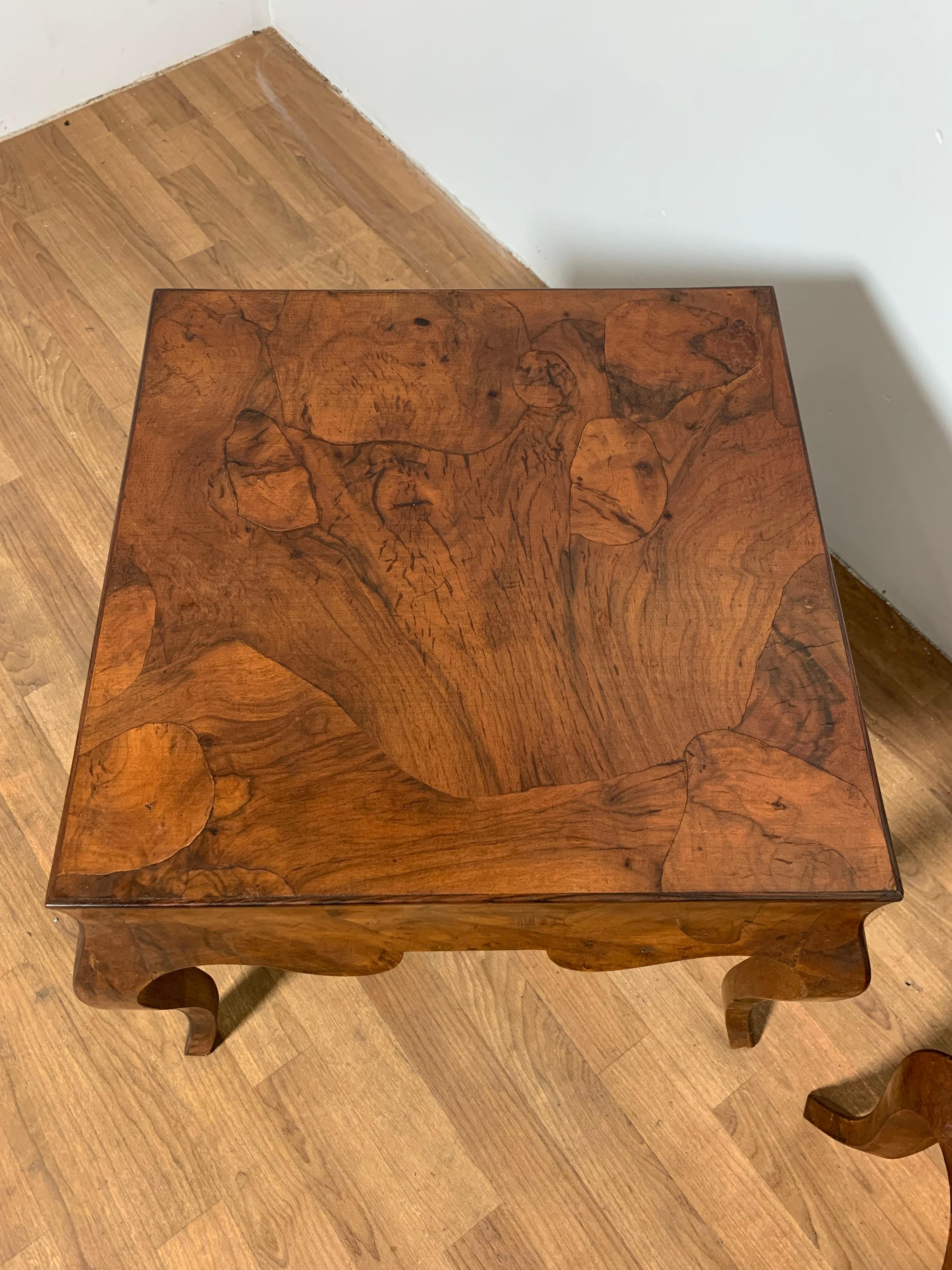 Mid-Century Modern Pair of Italian Oyster Burl Wood Side Tables, Circa 1950s