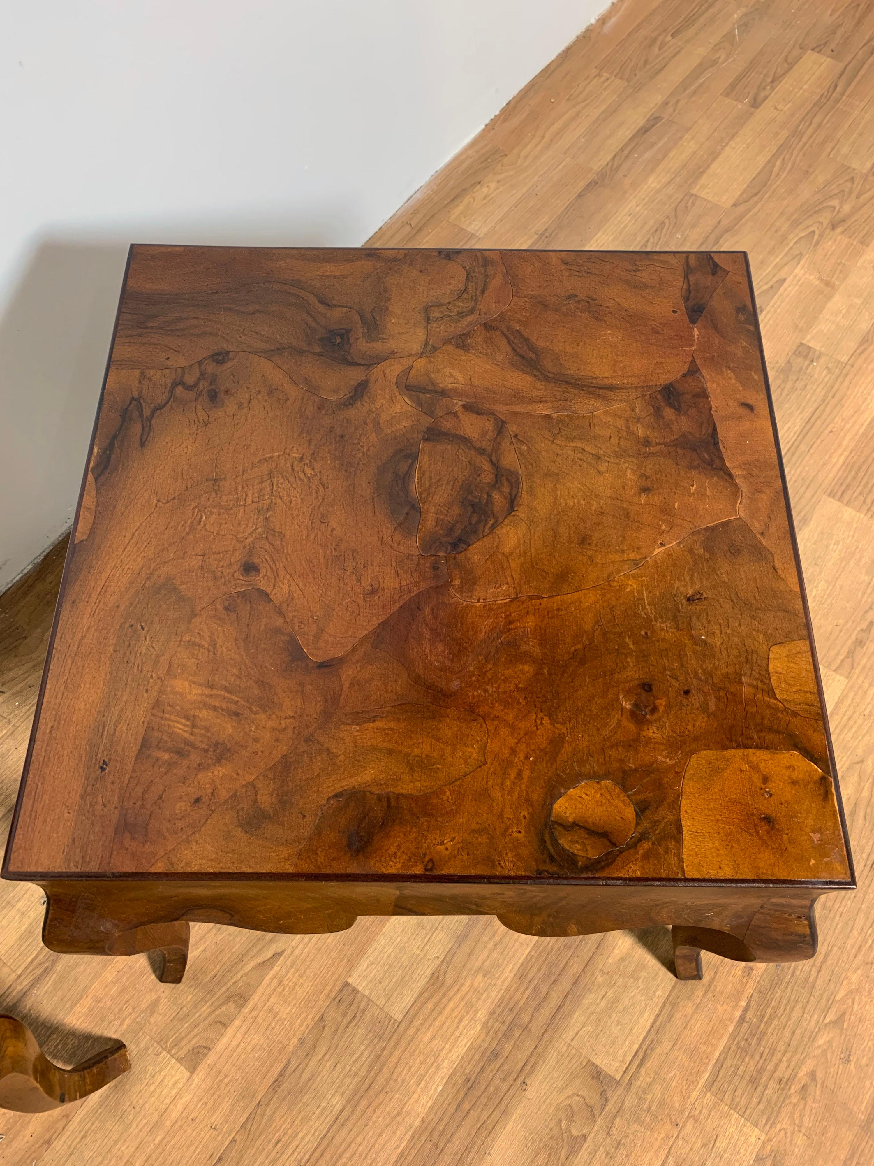 Mid-20th Century Pair of Italian Oyster Burl Wood Side Tables, Circa 1950s