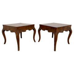 Pair of Italian Oyster Burl Wood Side Tables, Circa 1950s