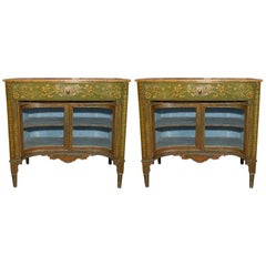 Pair of Italian Pained Cabinets two doors and one drawer